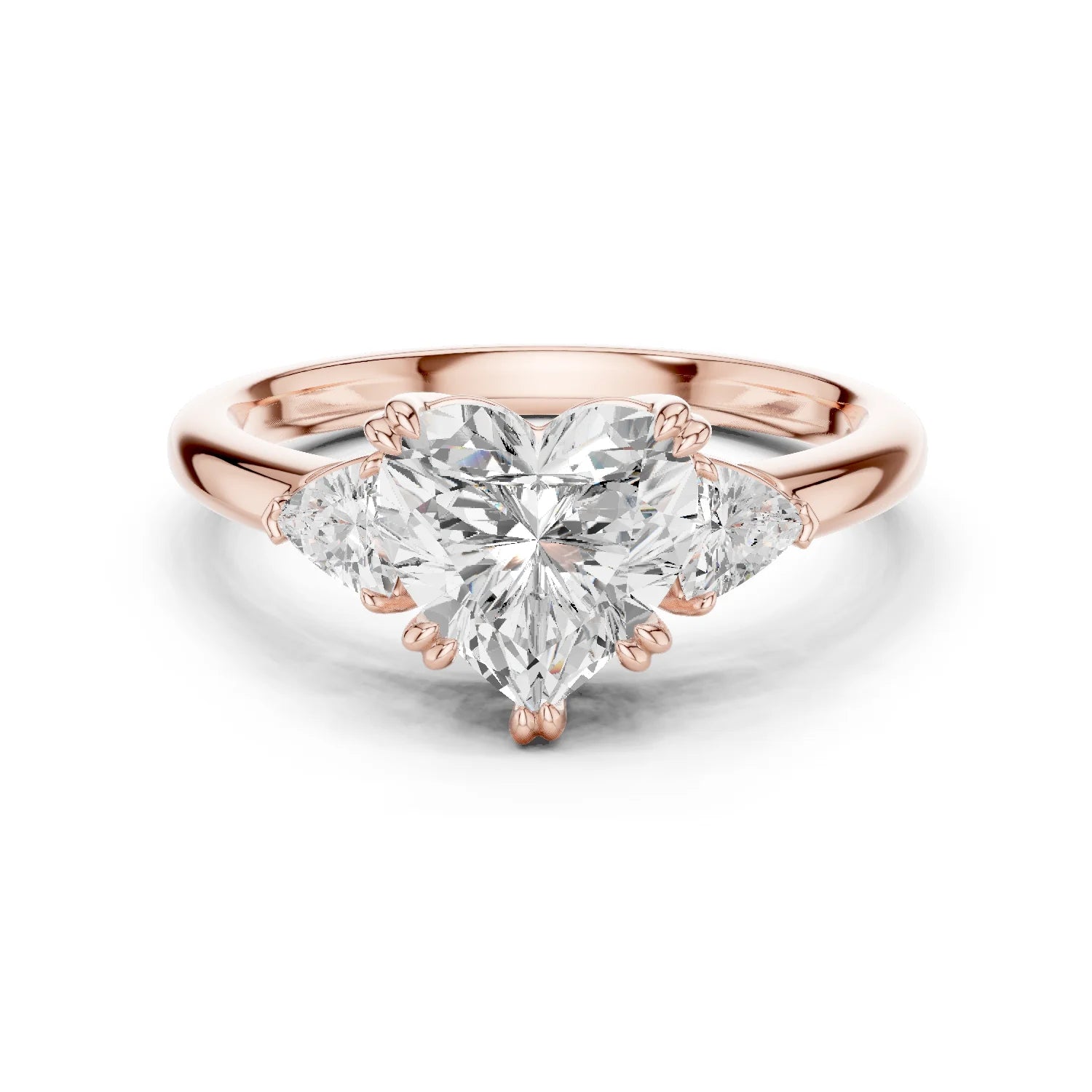Trillion Side Diamond Heart Shape Engagement Ring