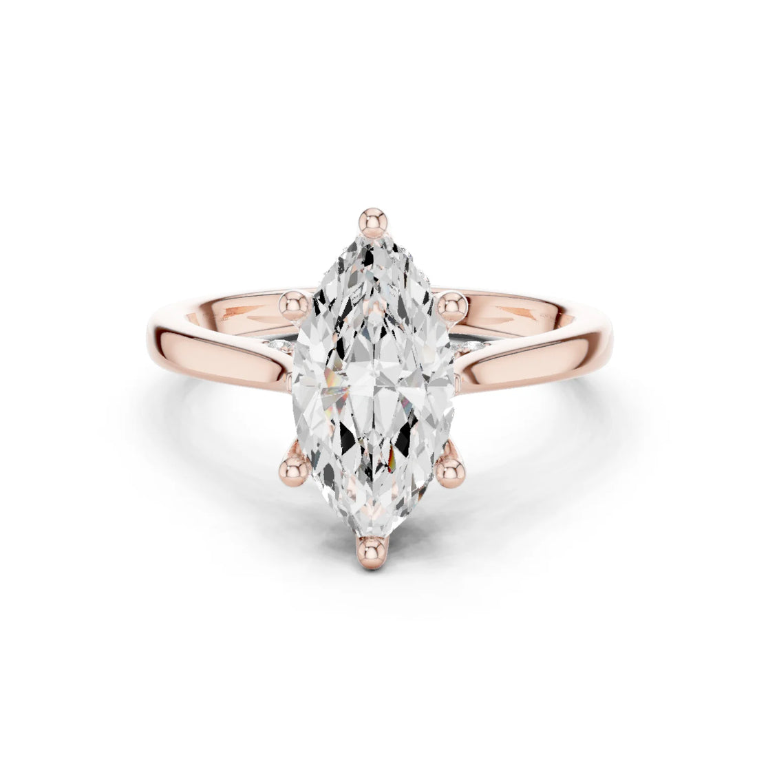 Marquise Cut Diamond Hidden Halo Engagement Ring With Cathedral Pave