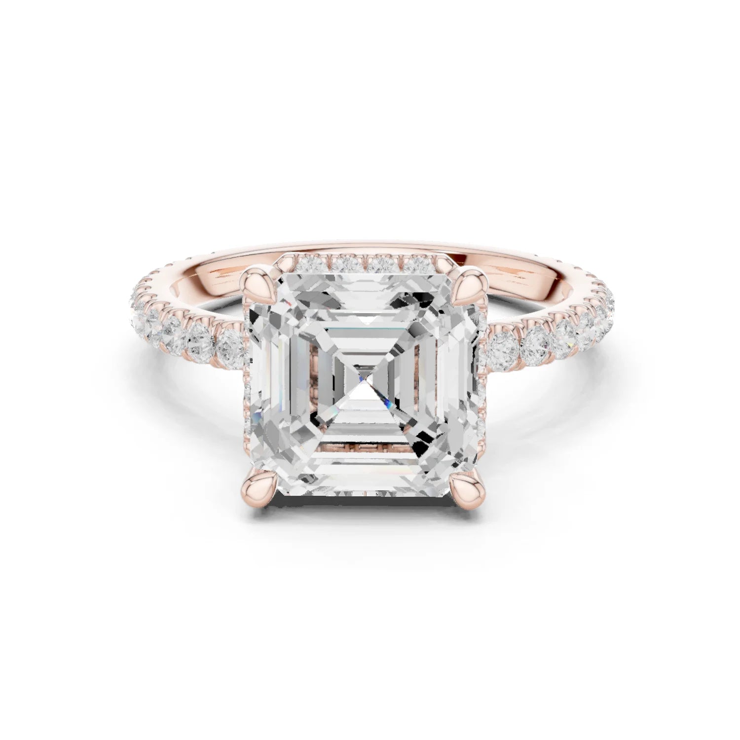 Asscher Diamond Hidden Halo Engagement Ring