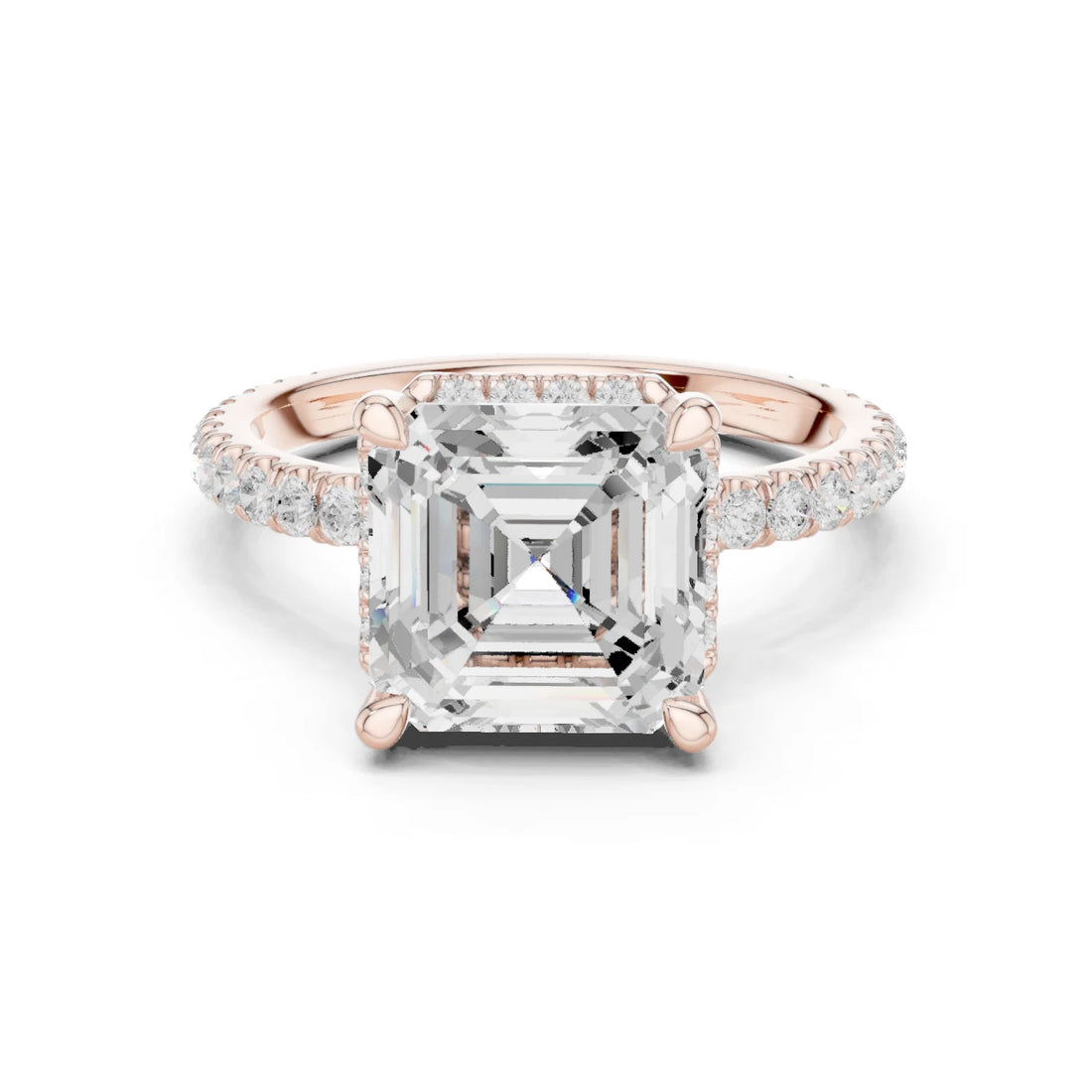 Asscher Diamond Hidden Halo Engagement Ring