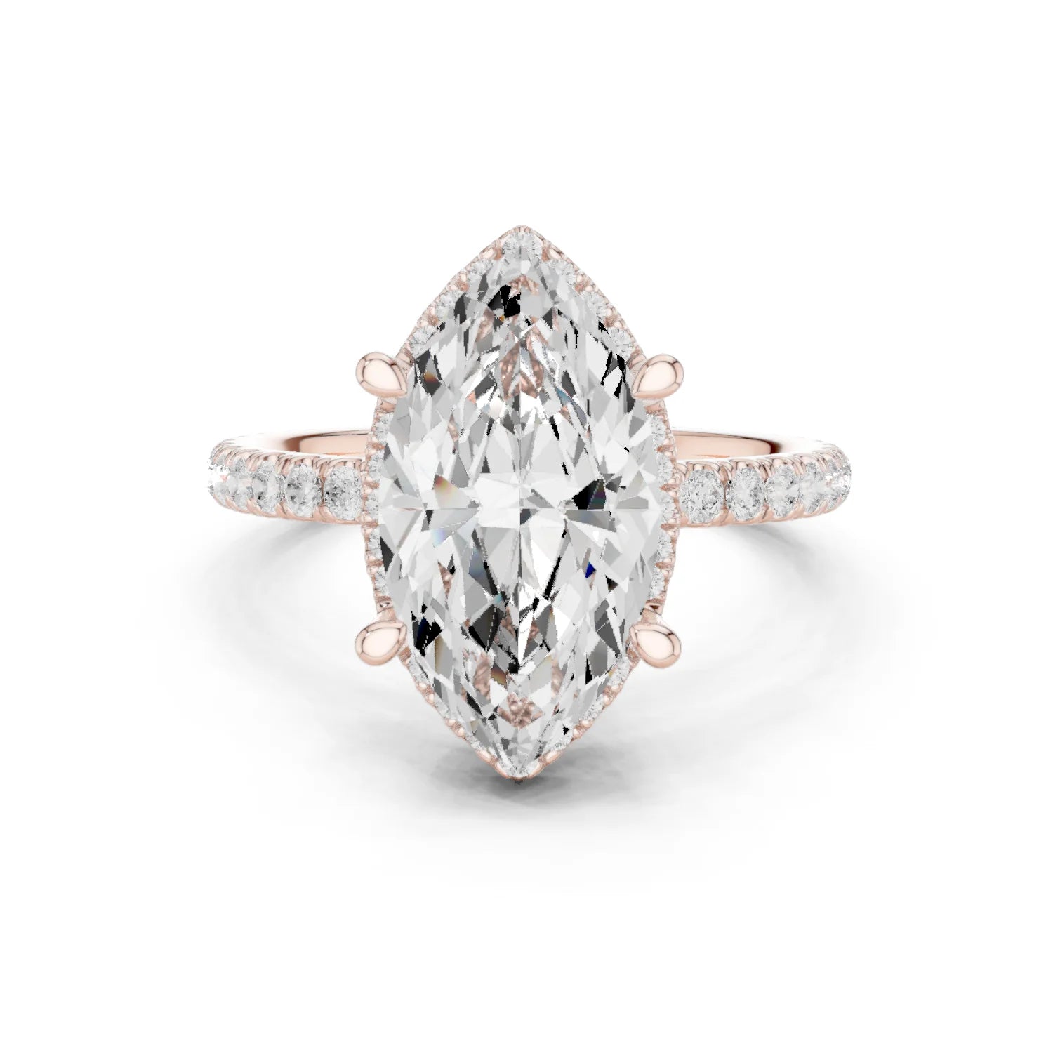 Marquise Diamond Hidden Halo Engagement Ring