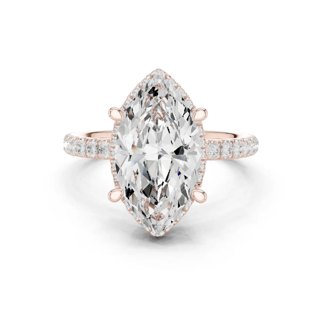 Marquise Diamond Hidden Halo Engagement Ring