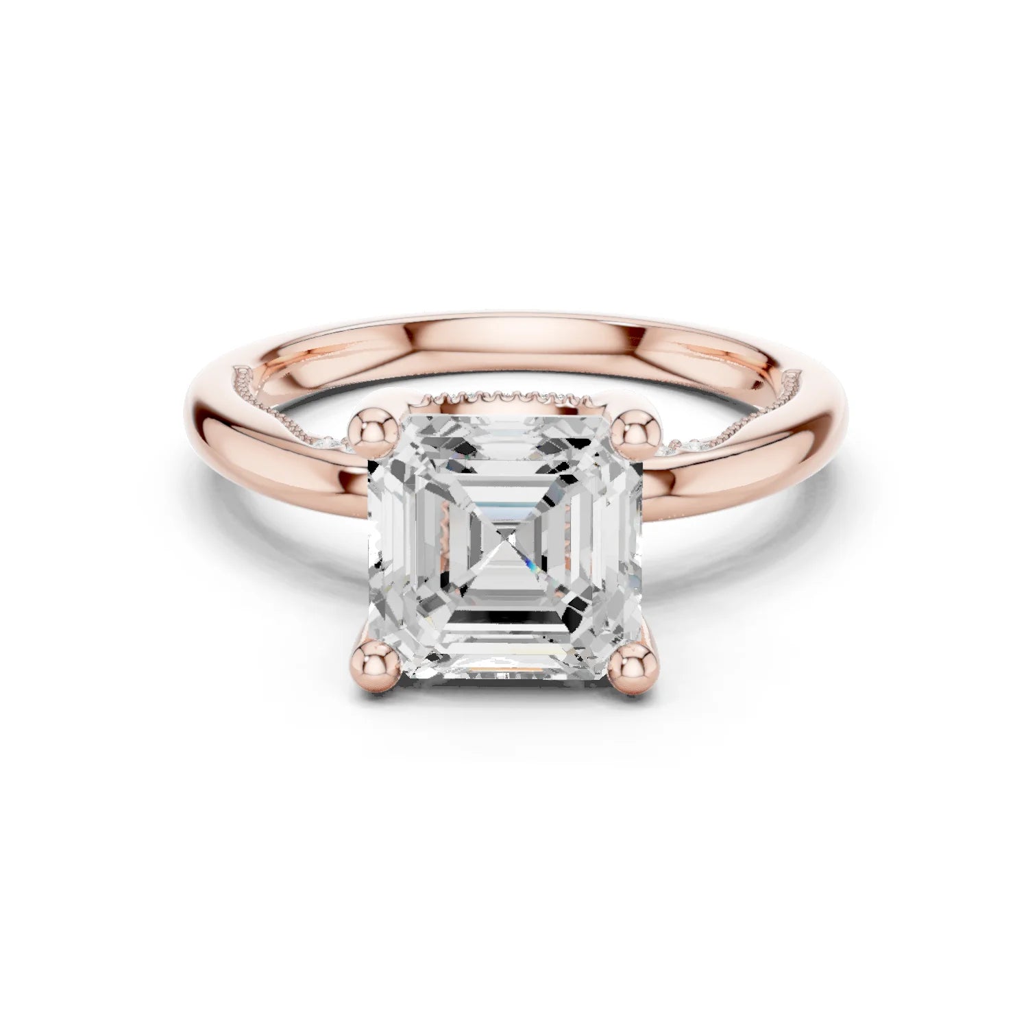 Hidden Halo Asscher Cut Diamond Engagement Ring