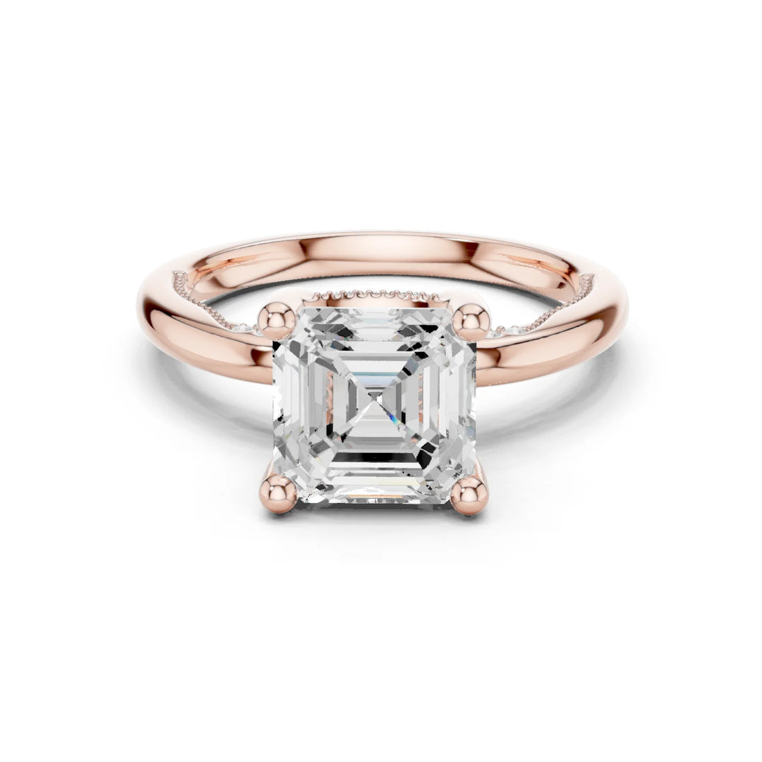 Hidden Halo Asscher Cut Diamond Engagement Ring