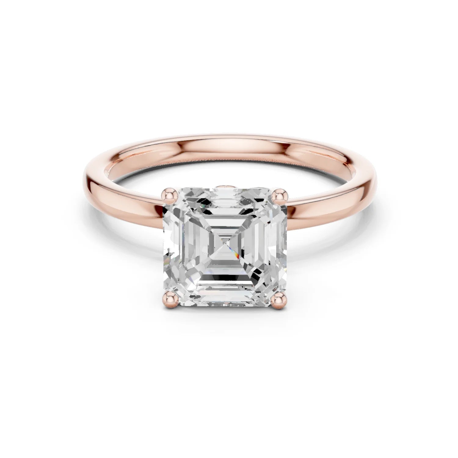 Asscher Cut Diamond Solitaire Engagement Ring