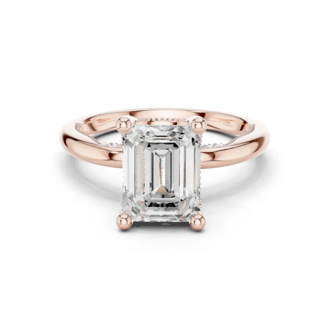 Hidden Halo Emerald Cut Diamond Engagement Ring