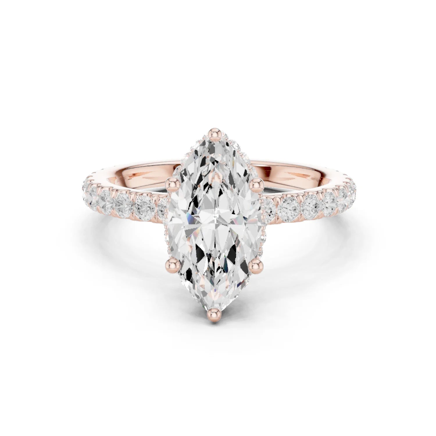 Marquise Cut Diamond Double Halo Pave Engagement Ring