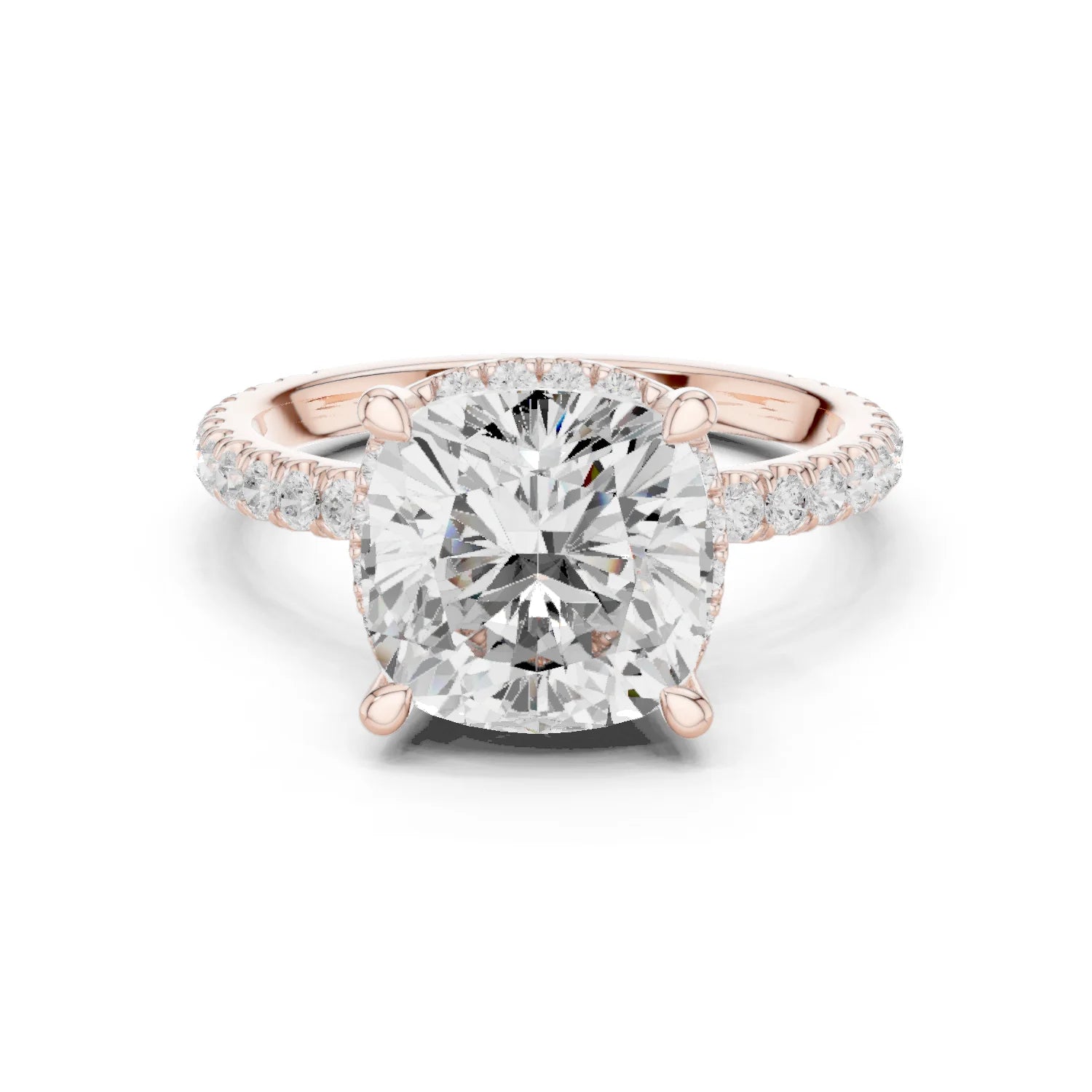 Cushion Diamond Hidden Halo Engagement Ring