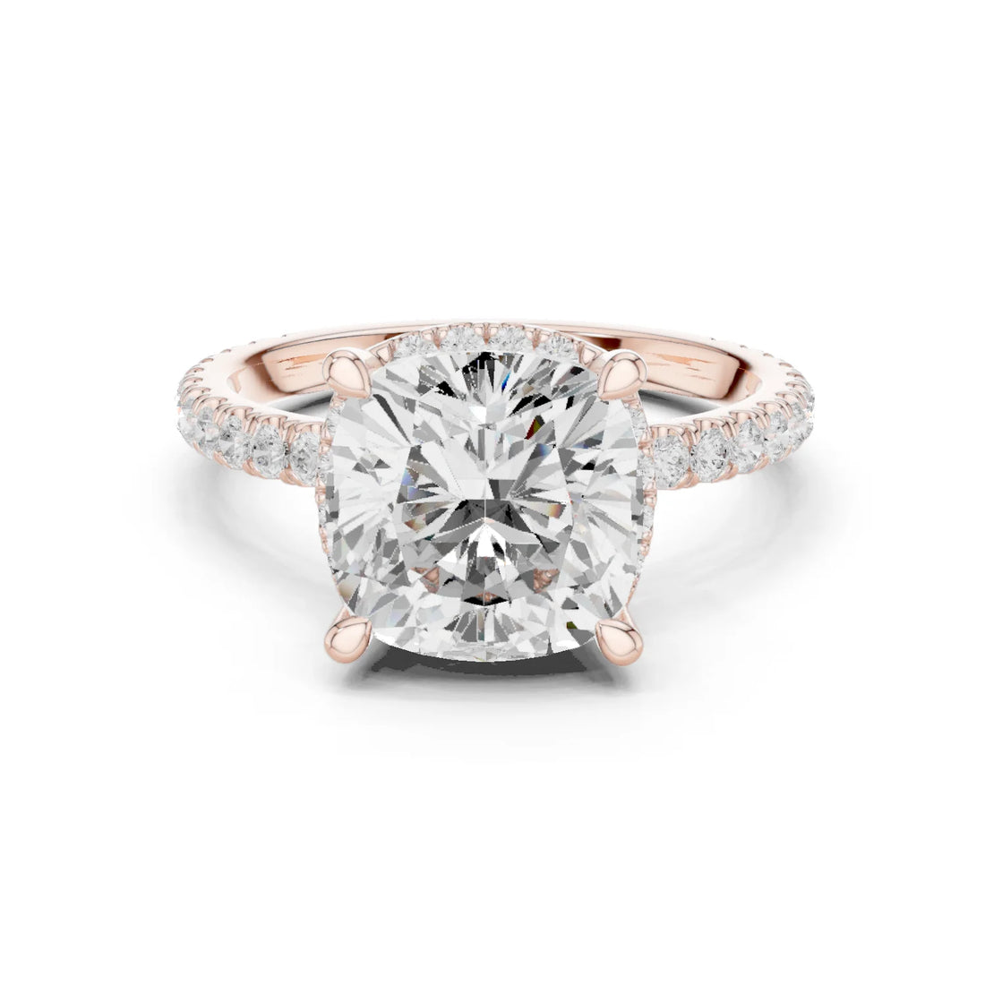 Cushion Diamond Hidden Halo Engagement Ring