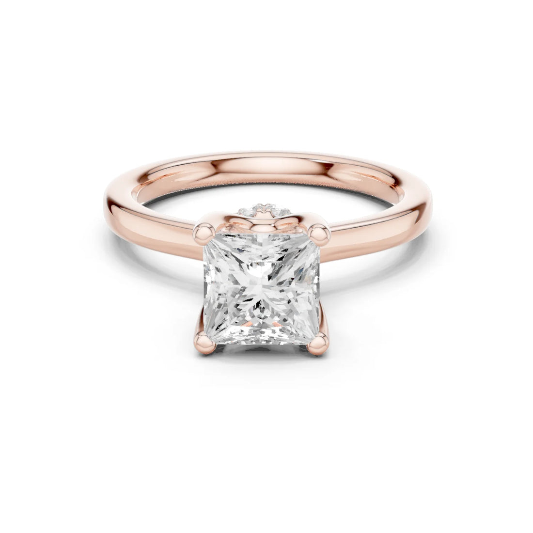 Princess Shape Diamond Hidden Halo Engagement Ring