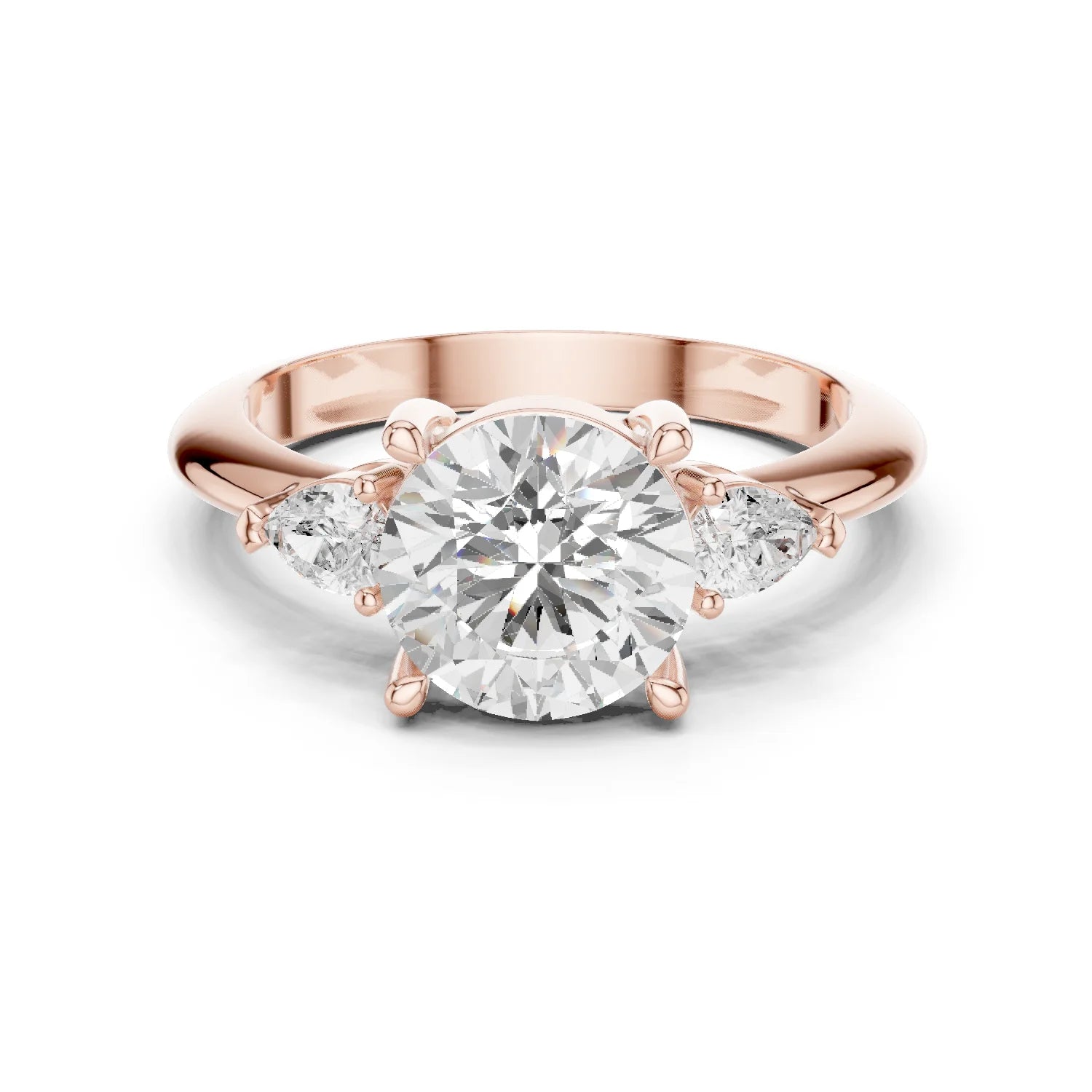 Round Diamond Solitaire Engagement Ring with Hidden Side Accent