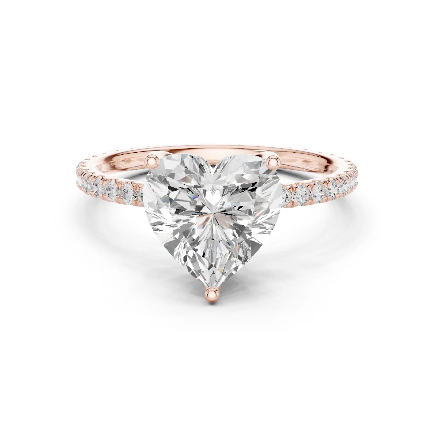 Heart Shape Diamond Pave Band Engagement Ring