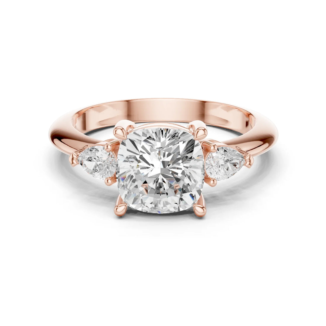 Cushion Diamond Solitaire Engagement Ring with Hidden Side Accent