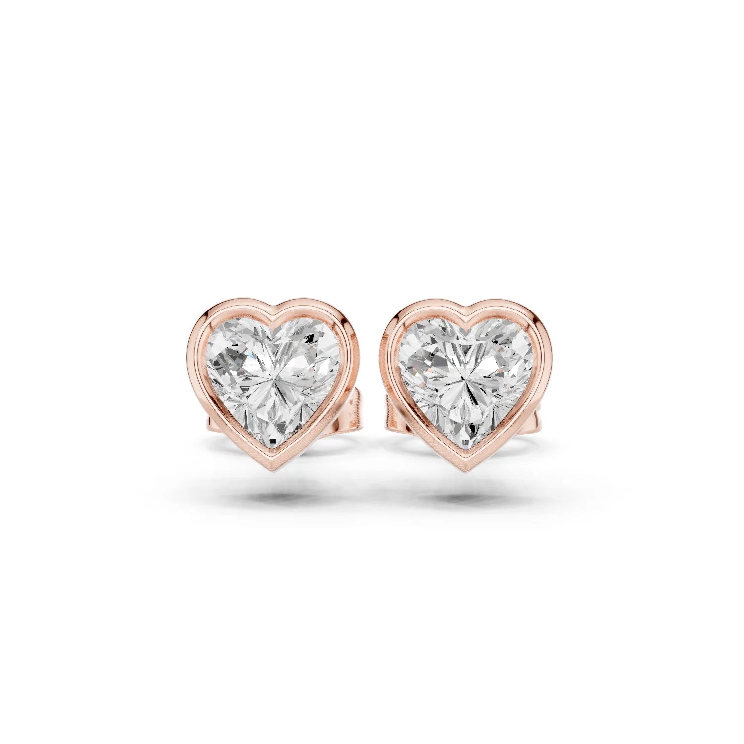 Amoria Heart Bezel Diamond Stud Earrings