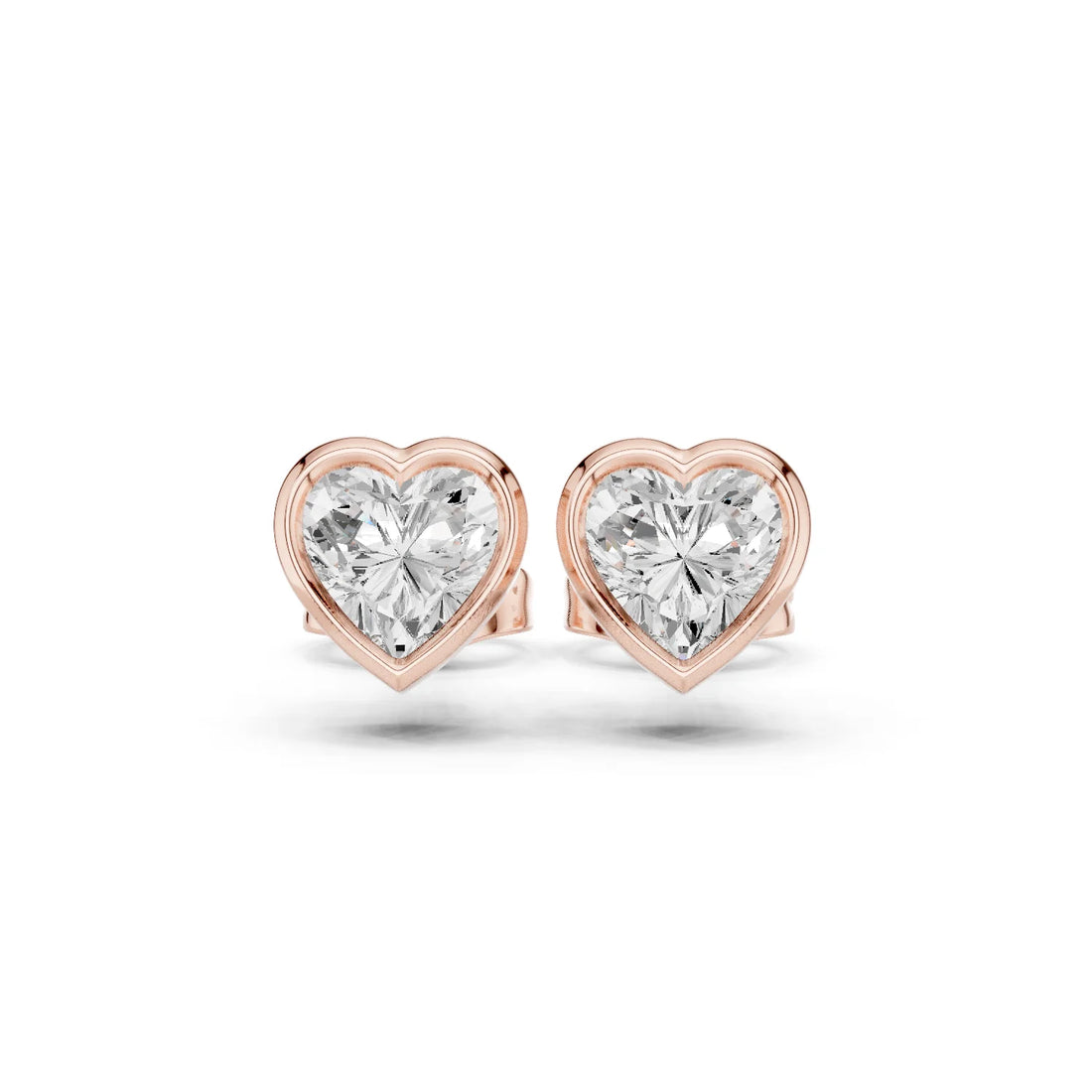 Amoria Heart Bezel Diamond Stud Earrings