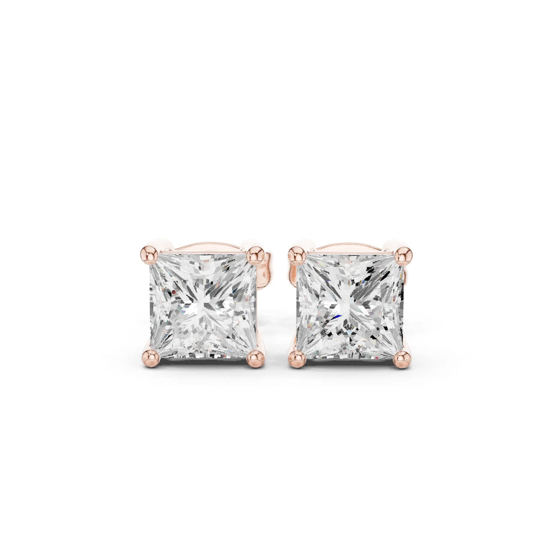 Princess Cut Solitaire Diamond Stud Earrings