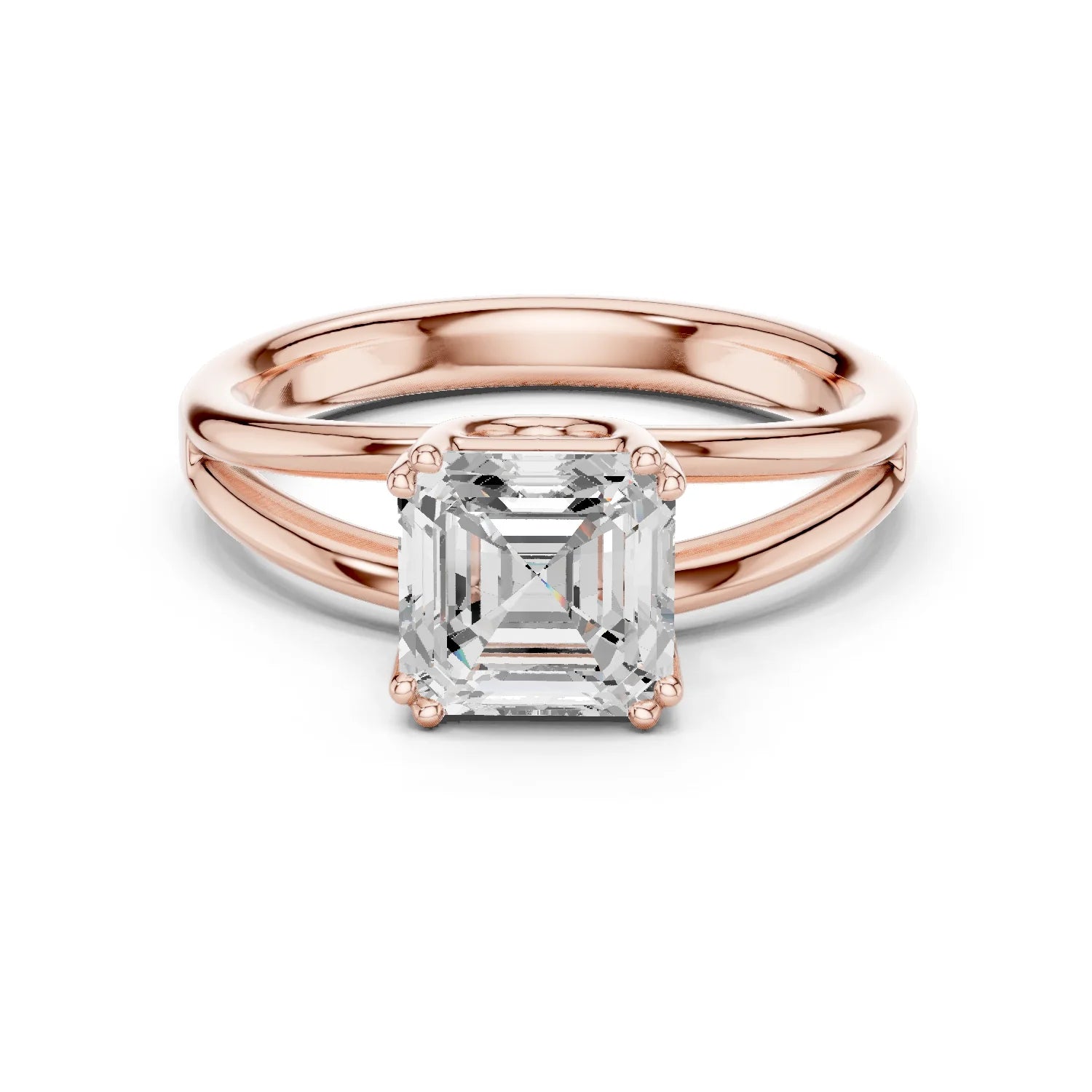 Asscher Shape Diamond Solitaire Engagement Ring
