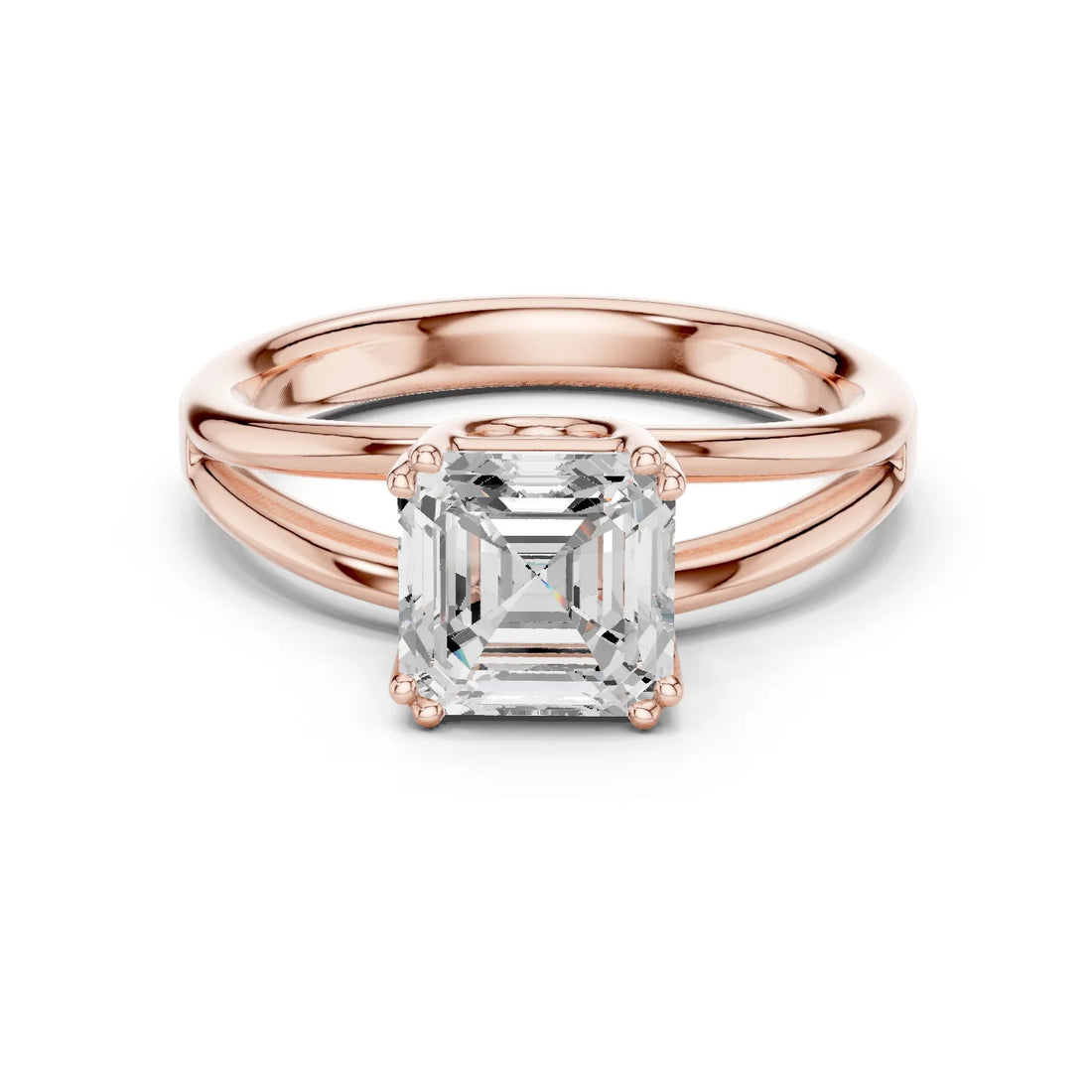 Asscher Shape Diamond Solitaire Engagement Ring