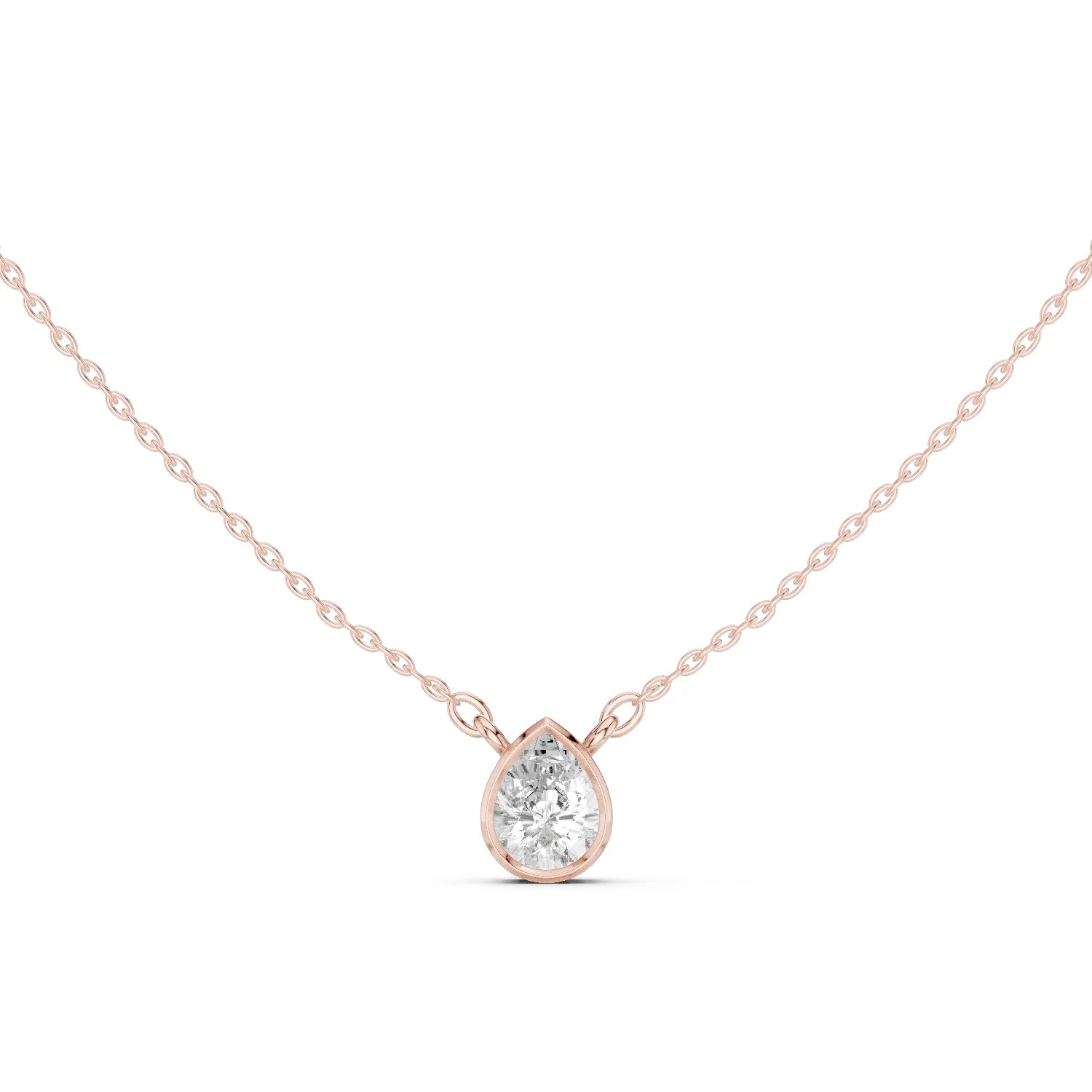 Elara Pear Bezel Solitaire Diamond Pendant
