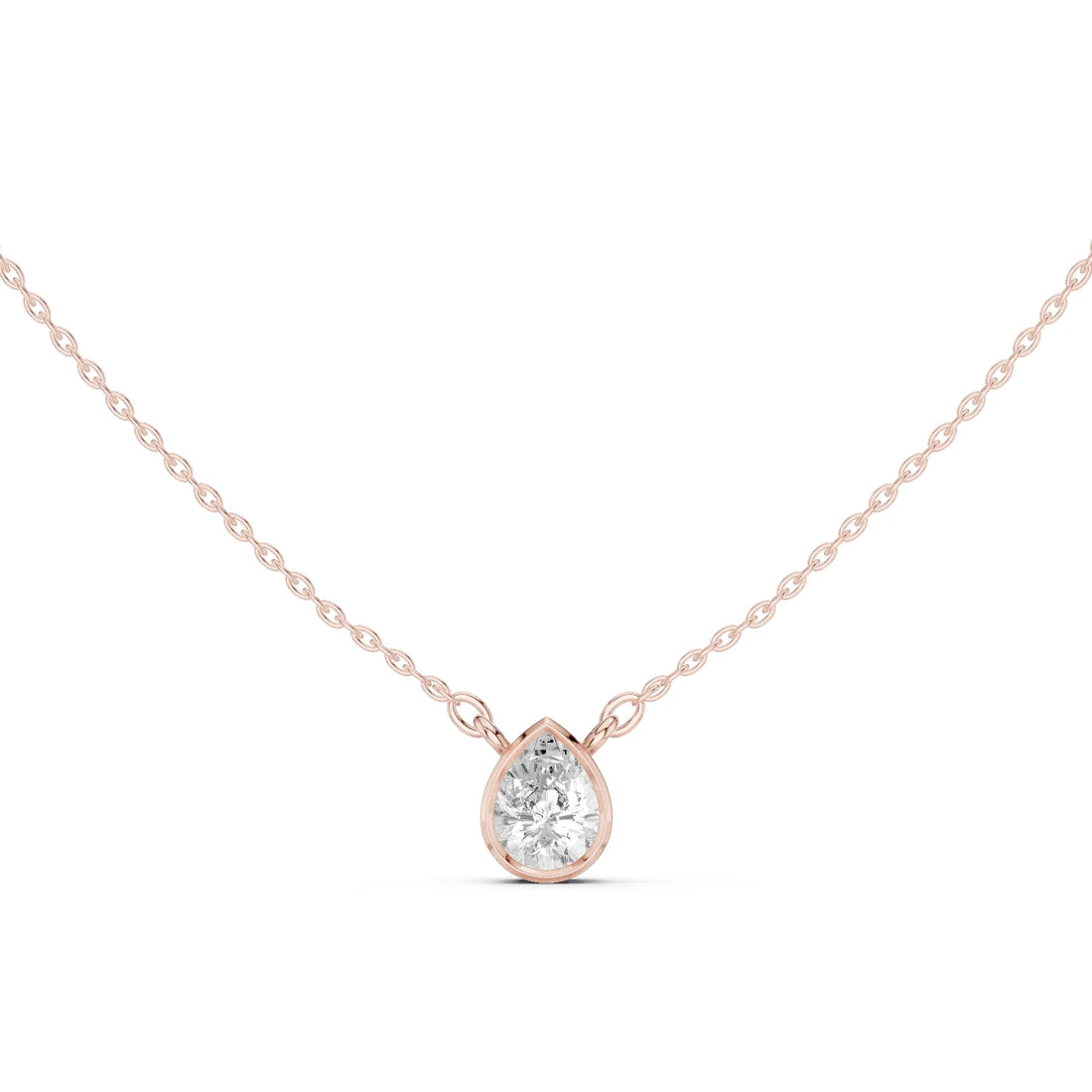 Elara Pear Bezel Solitaire Diamond Pendant