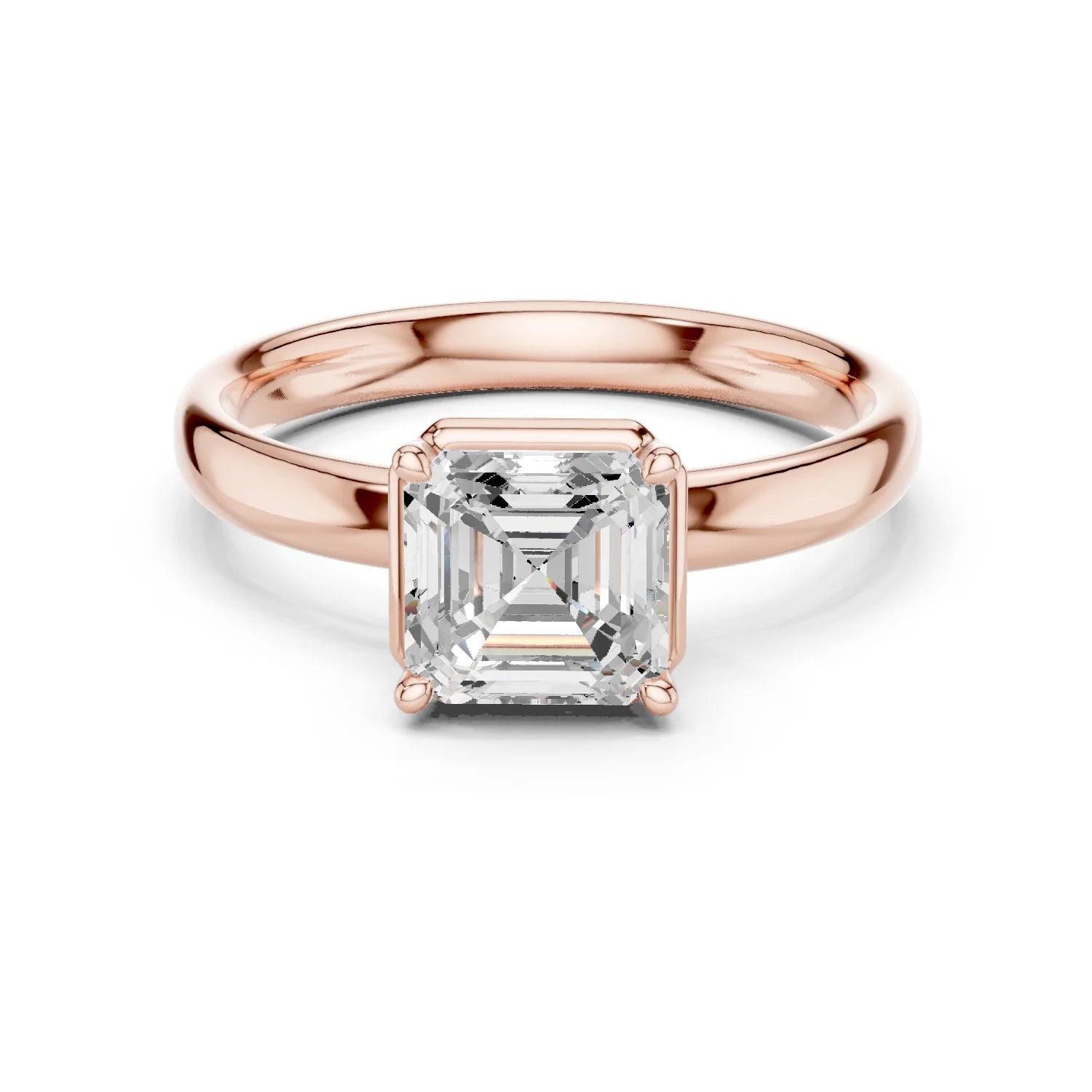 Asscher Diamond Solitaire Engagement Ring
