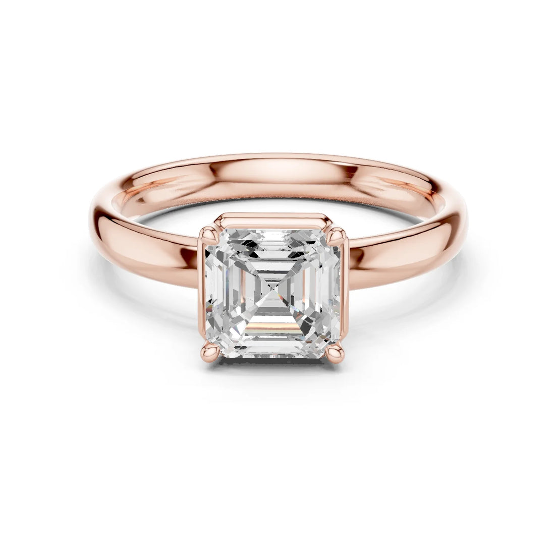 Asscher Diamond Solitaire Engagement Ring