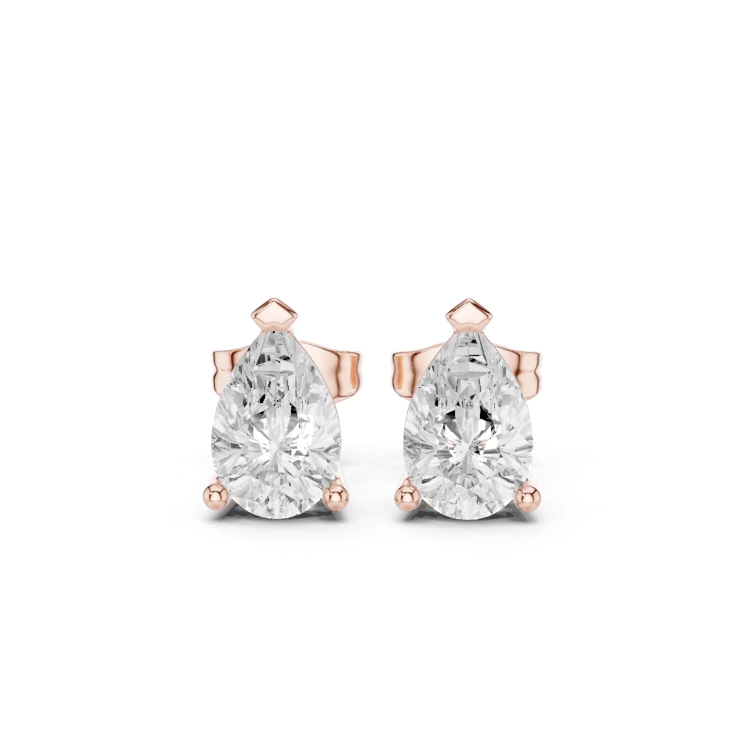 Pure Pear Solitaire Diamond Stud Earrings
