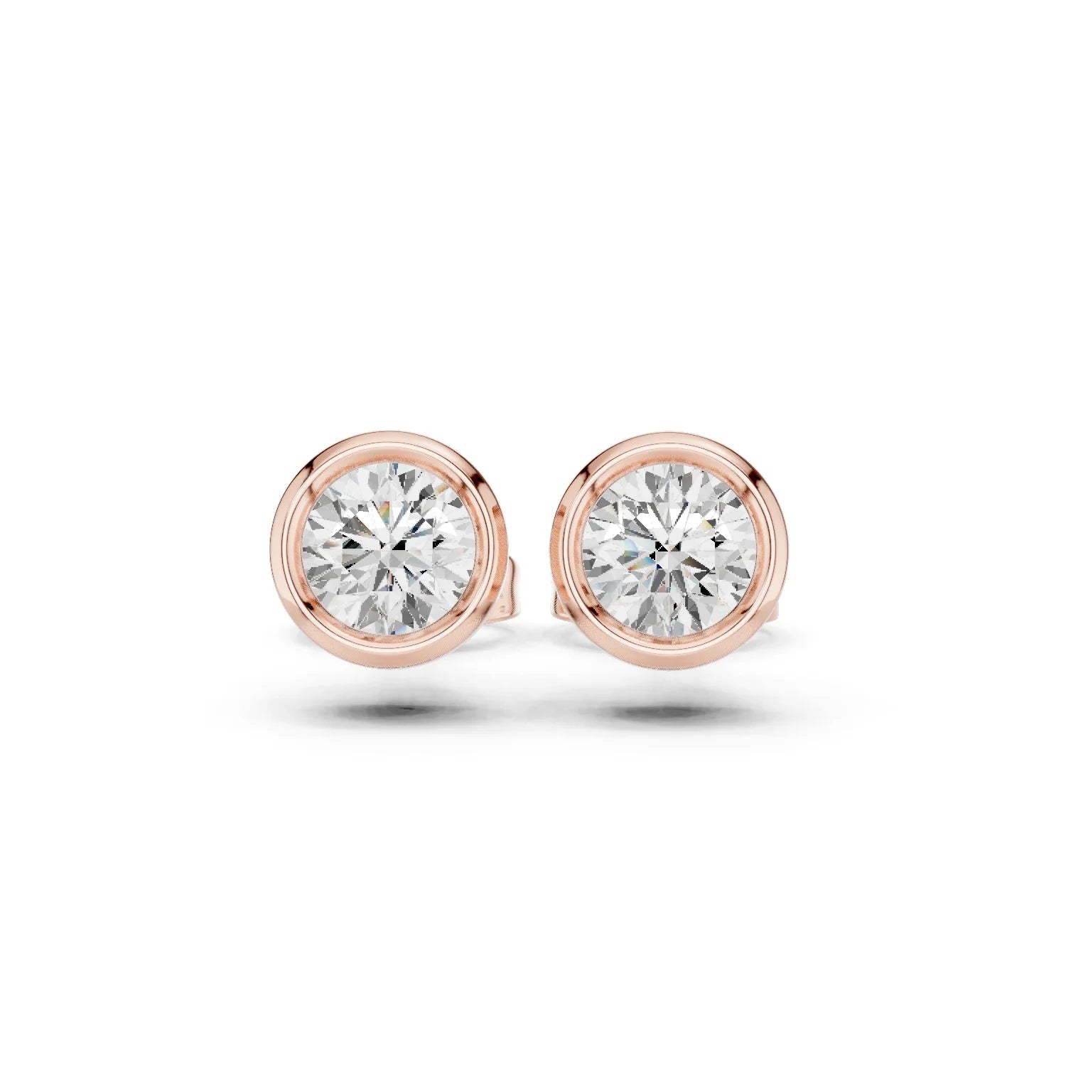 Aurelia Round Bezel Diamond Stud Earrings