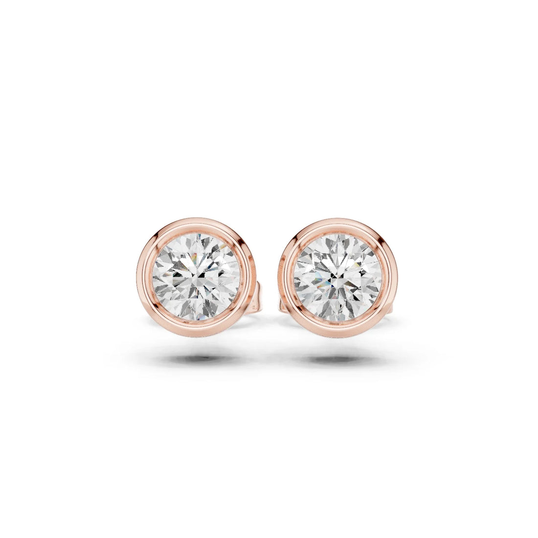 Aurelia Round Bezel Diamond Stud Earrings