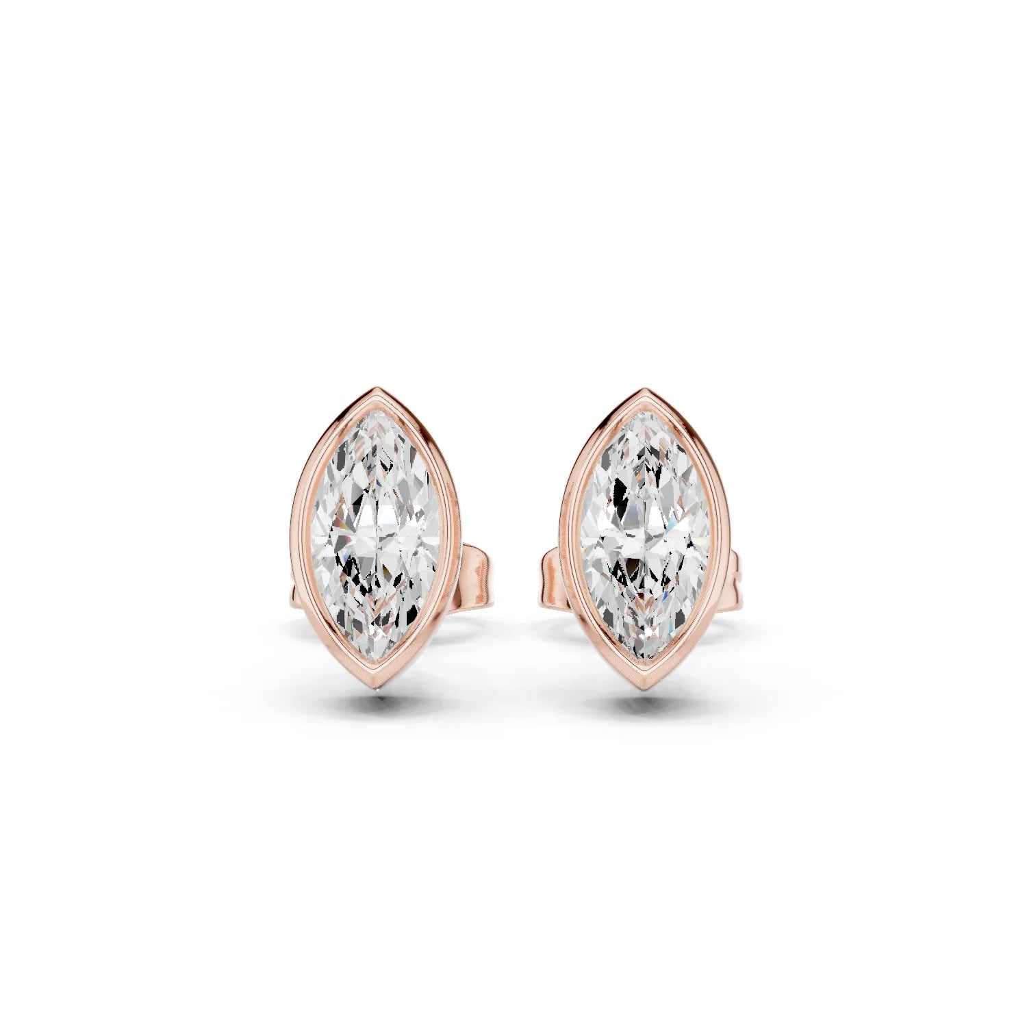 Astra Marquise Bezel Diamond Stud Earrings