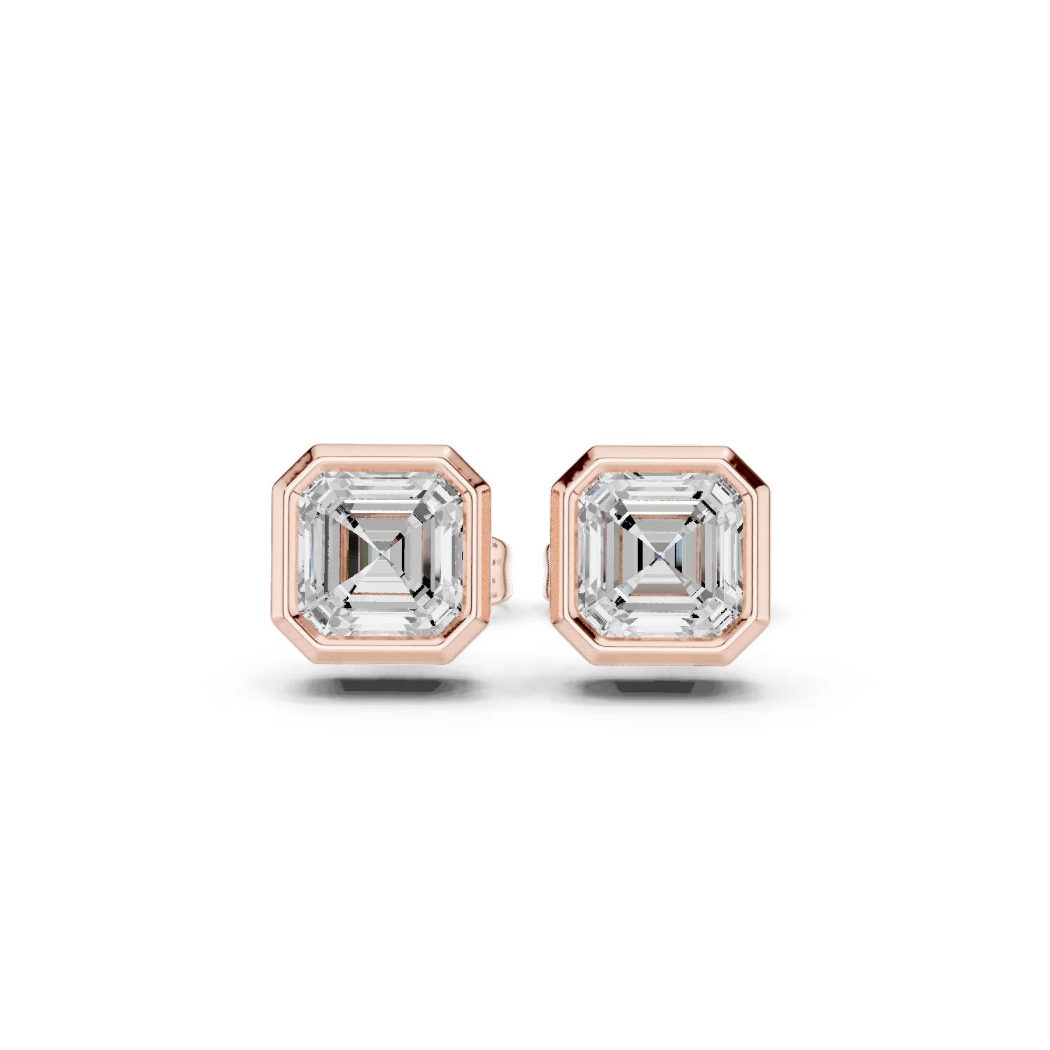 Celestia Asscher Bezel Diamond Stud Earrings