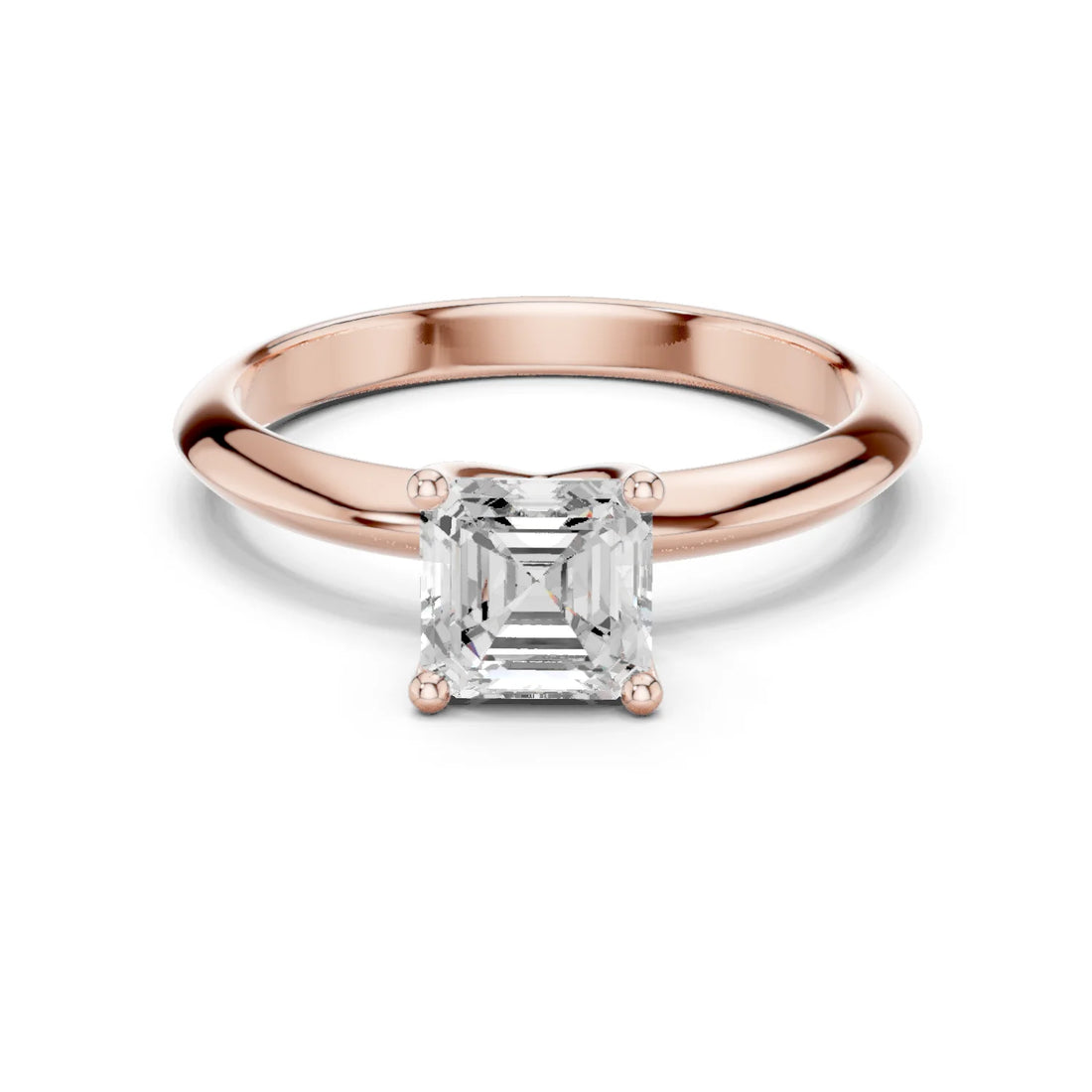 Asscher Cut Diamond Solitaire Engagement Ring