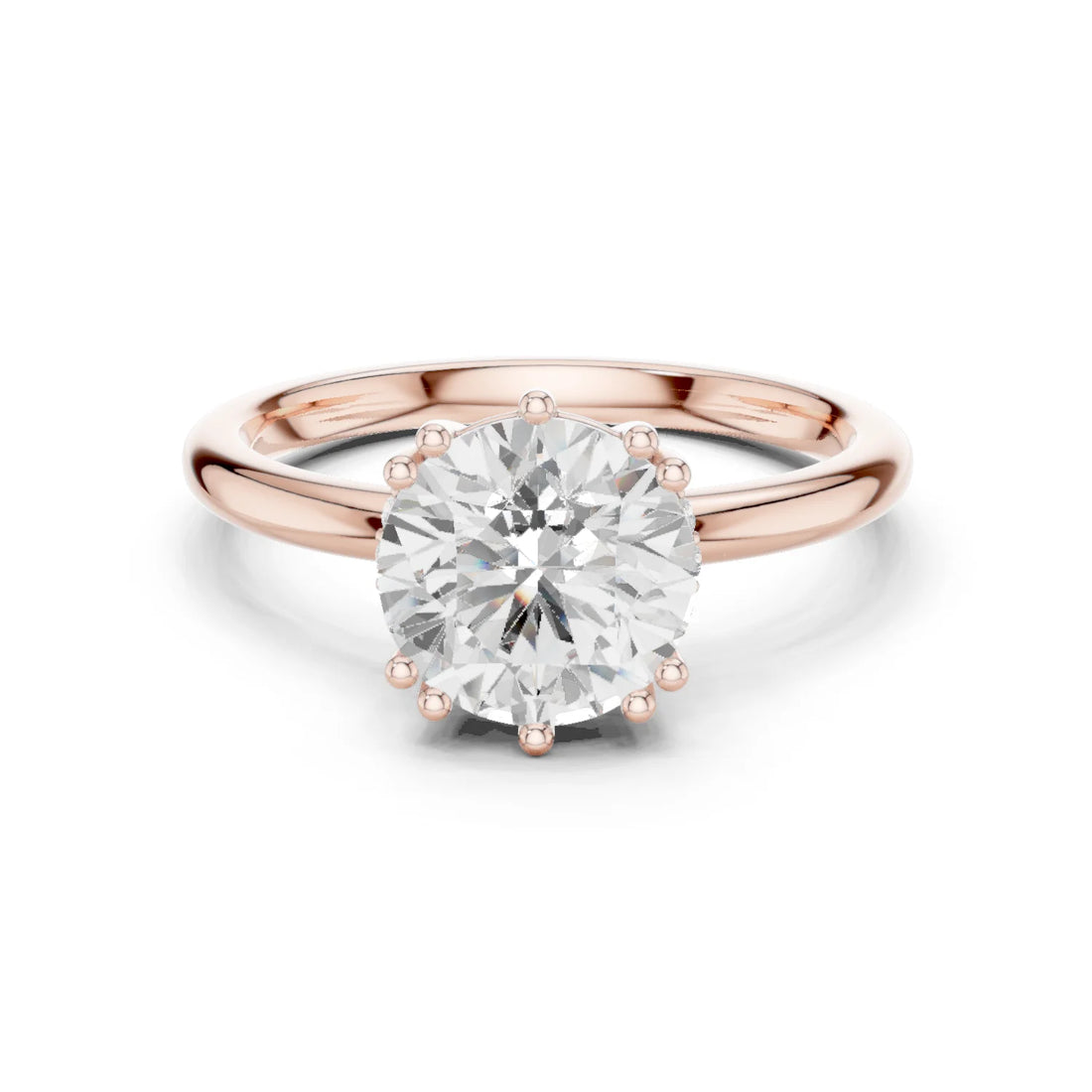 Round Cut Diamond Solitaire Engagement Ring with Hidden Accent Diamonds