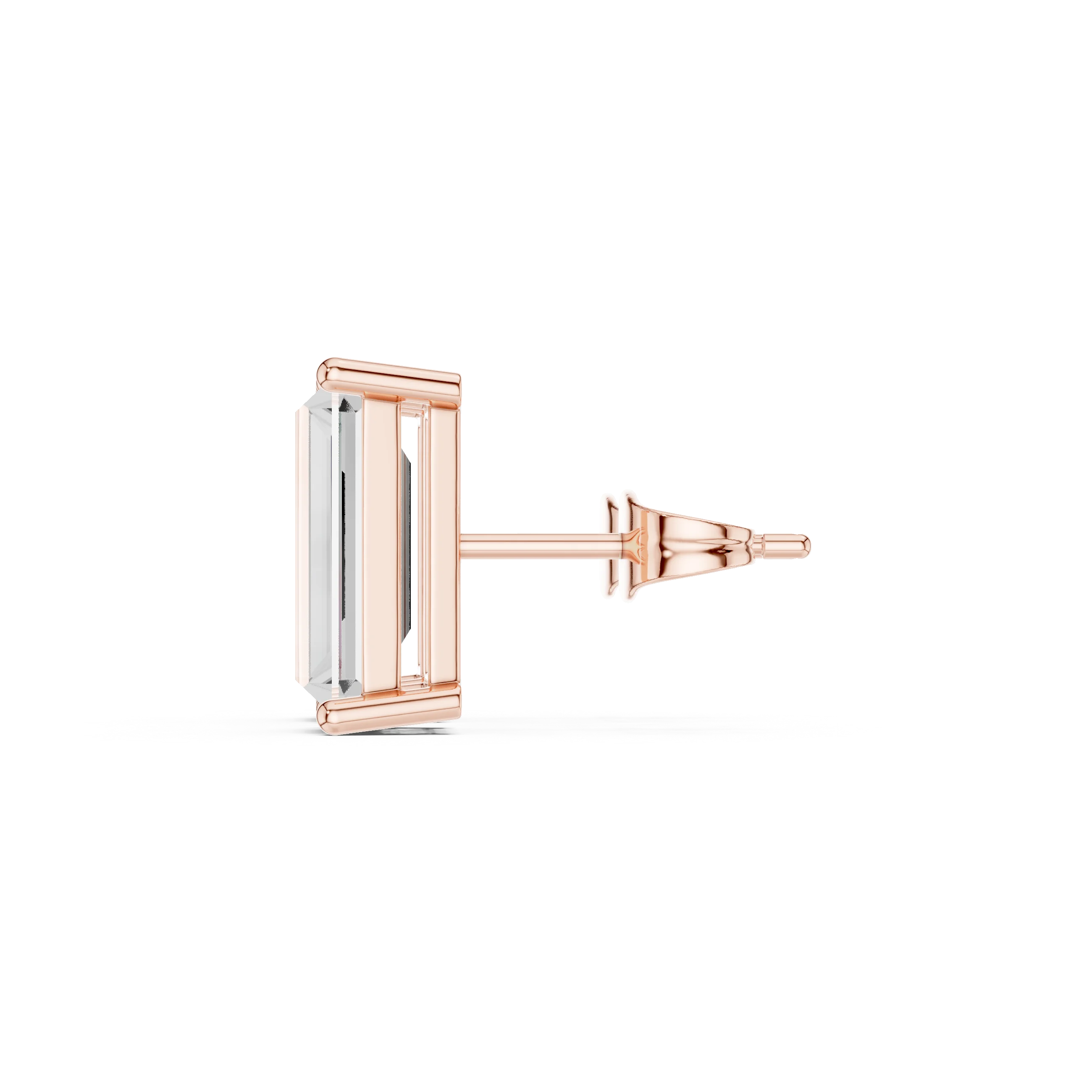 Emerald Cut Solitaire Diamond Stud Earrings