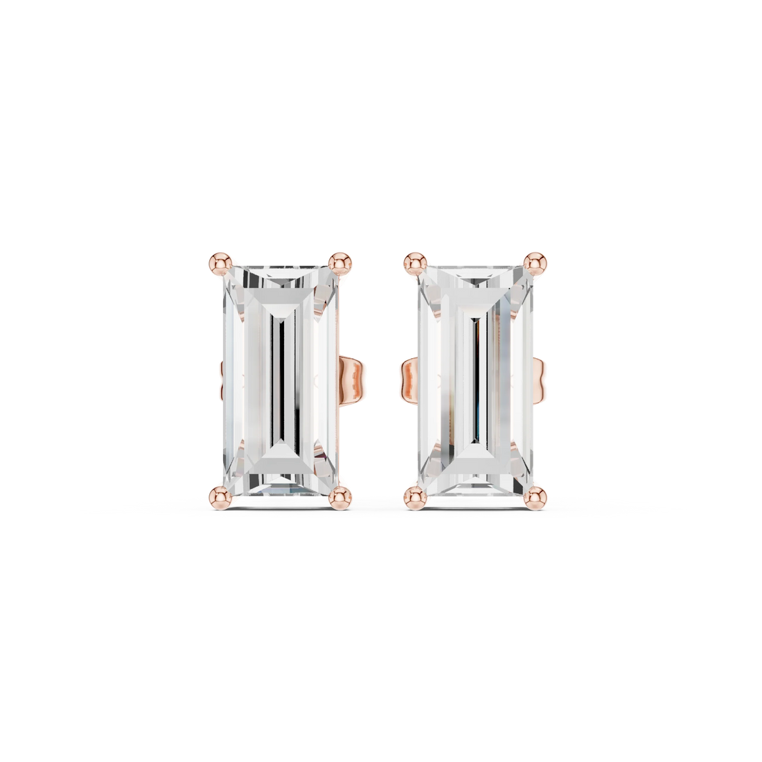 Emerald Cut Solitaire Diamond Stud Earrings