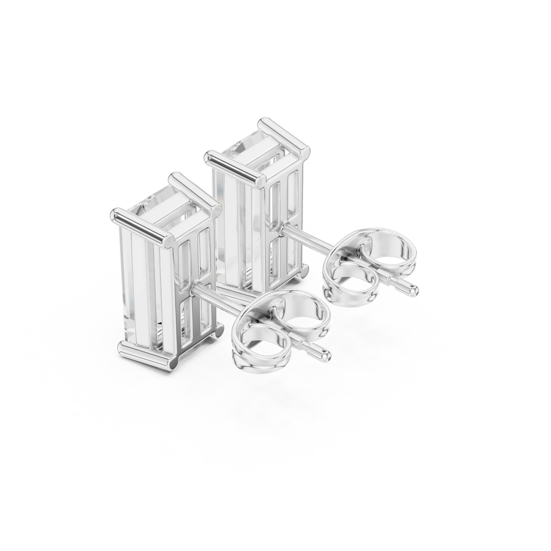 Emerald Cut Solitaire Diamond Stud Earrings