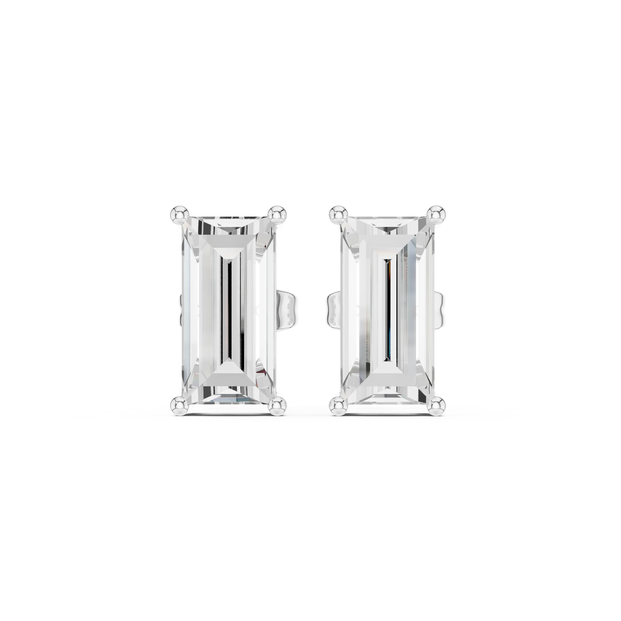 Emerald Cut Solitaire Diamond Stud Earrings