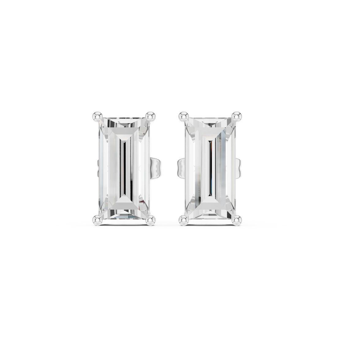 Emerald Cut Solitaire Diamond Stud Earrings