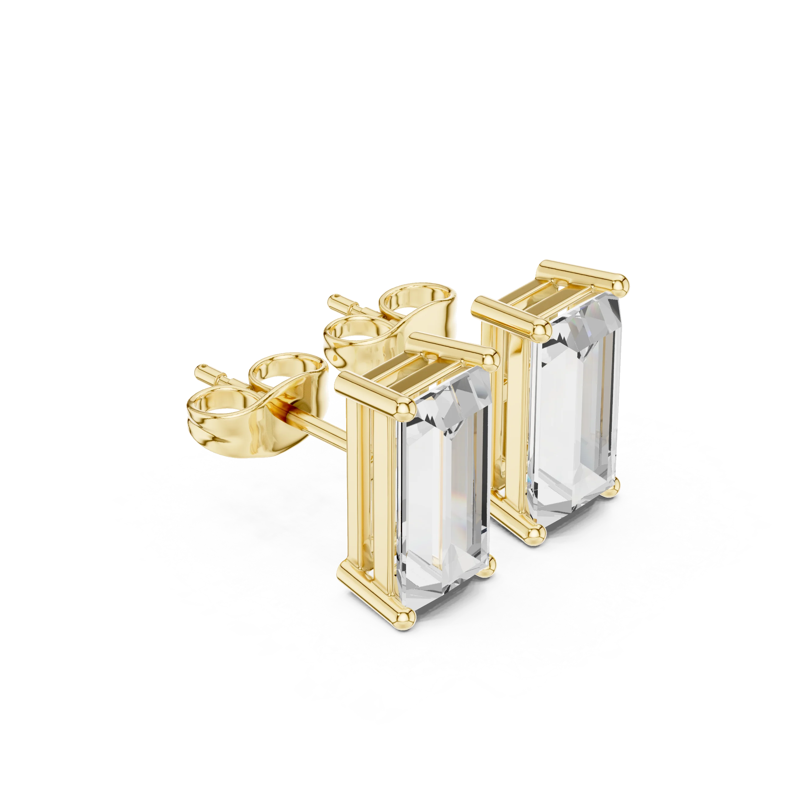 Emerald Cut Solitaire Diamond Stud Earrings