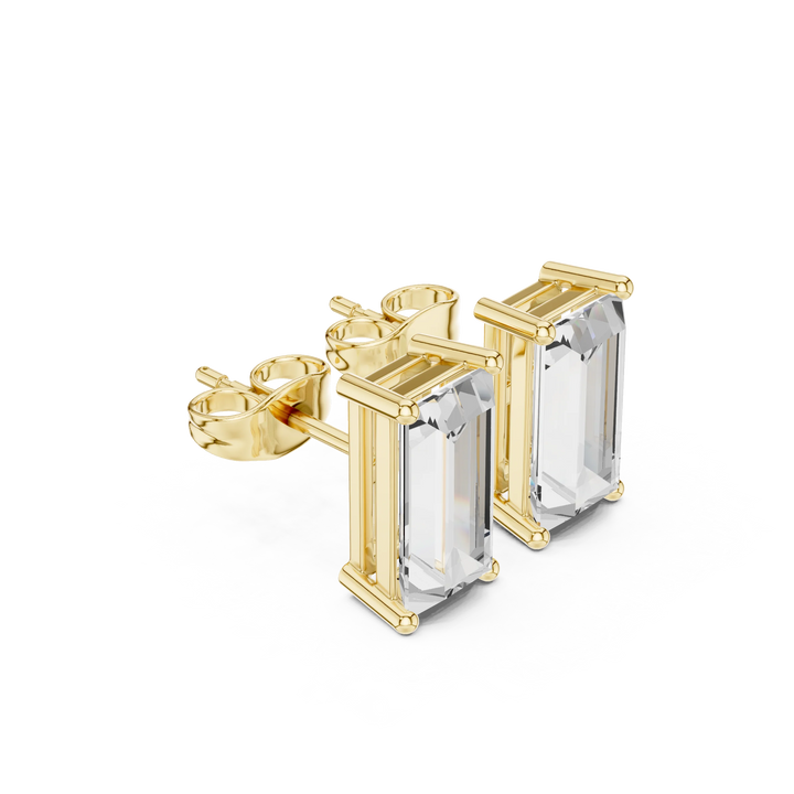 Emerald Cut Solitaire Diamond Stud Earrings