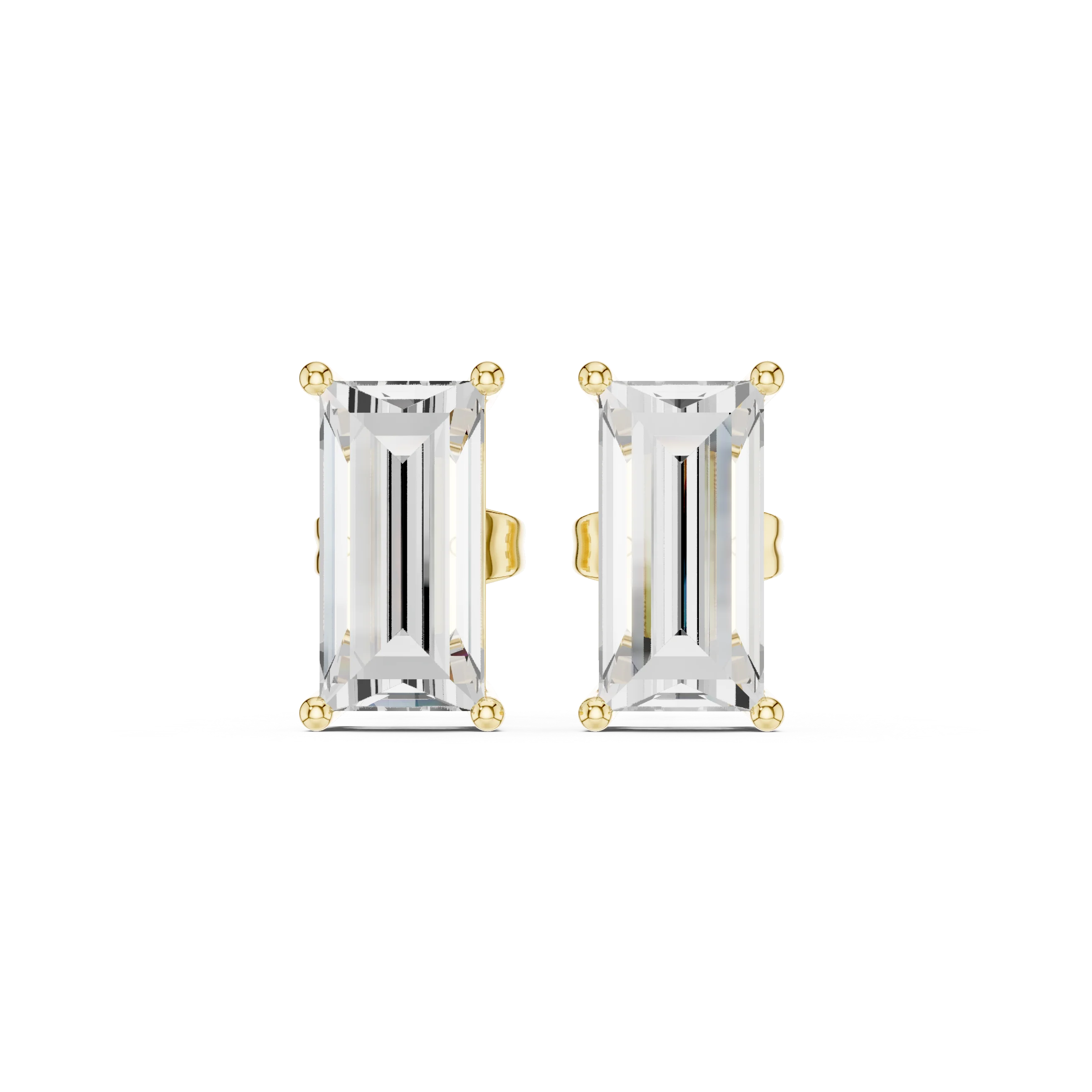 Emerald Cut Solitaire Diamond Stud Earrings