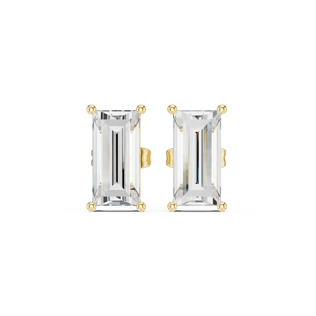 Emerald Cut Solitaire Diamond Stud Earrings