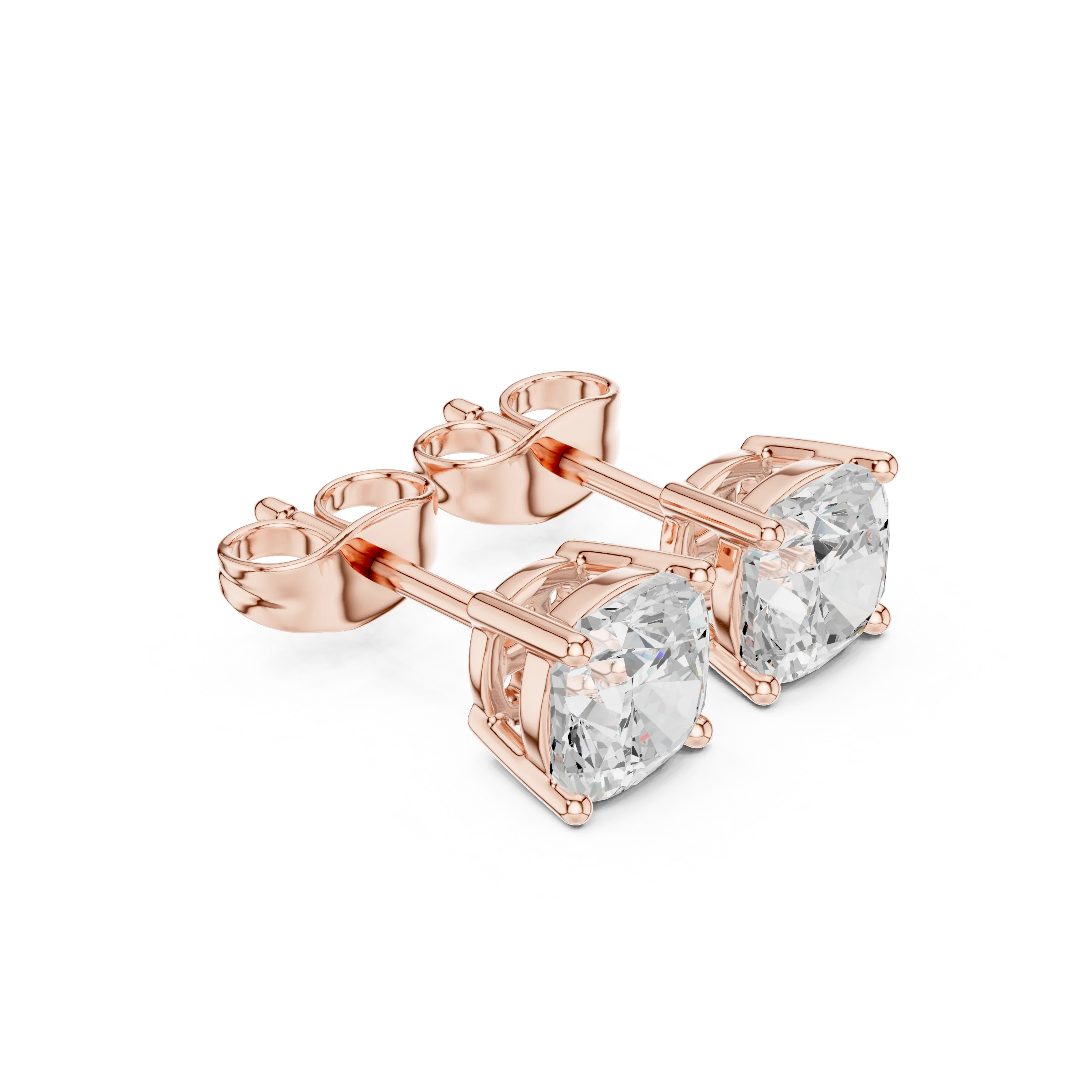 Cushion Cut Solitaire Diamond Stud Earrings