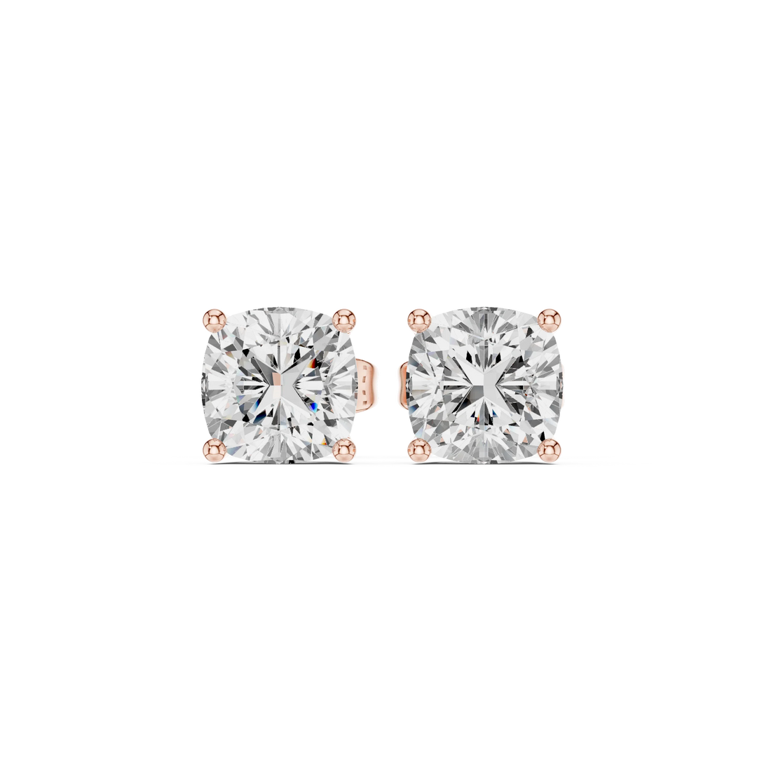 Cushion Cut Solitaire Diamond Stud Earrings