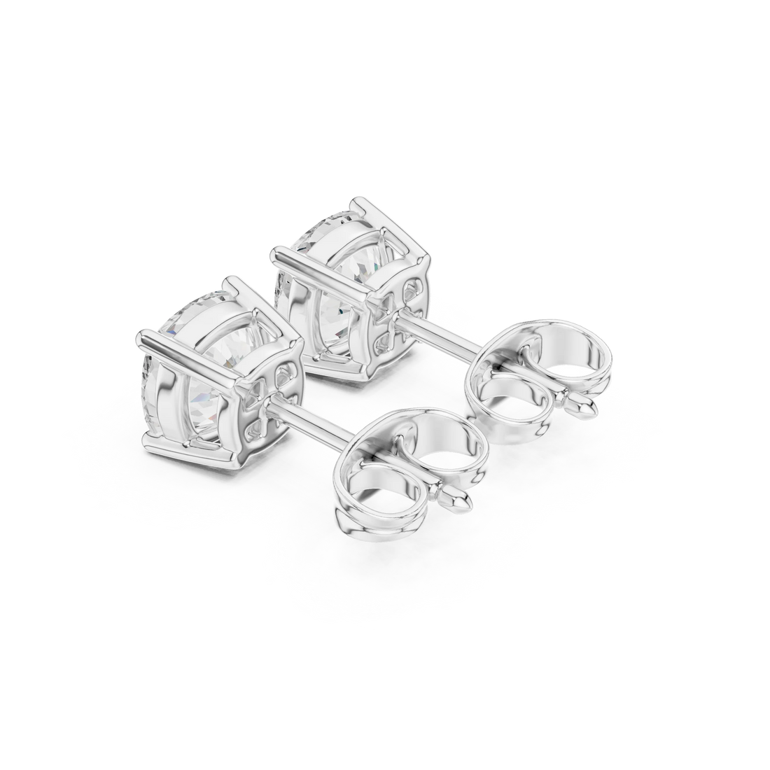 Cushion Cut Solitaire Diamond Stud Earrings