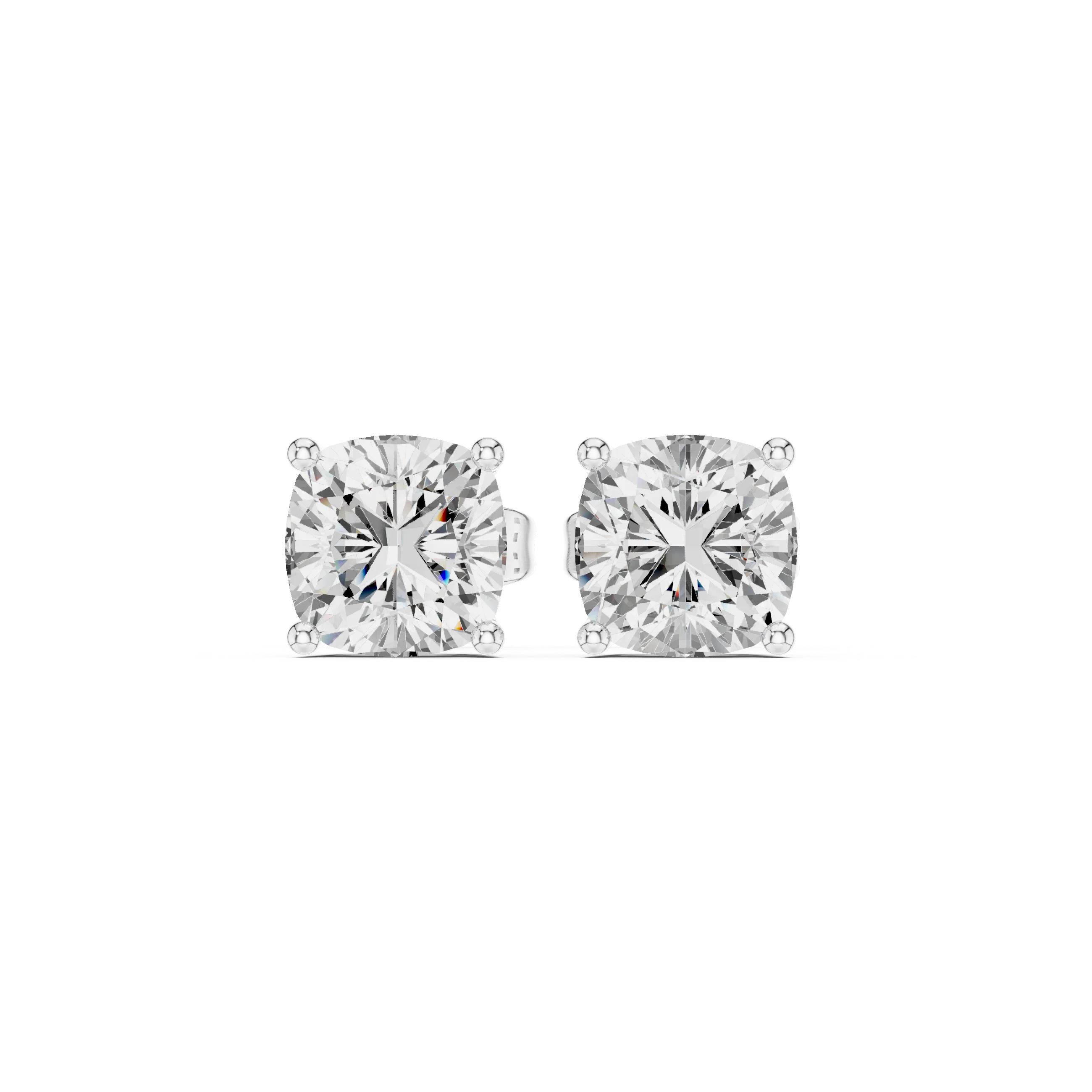 Cushion Cut Solitaire Diamond Stud Earrings