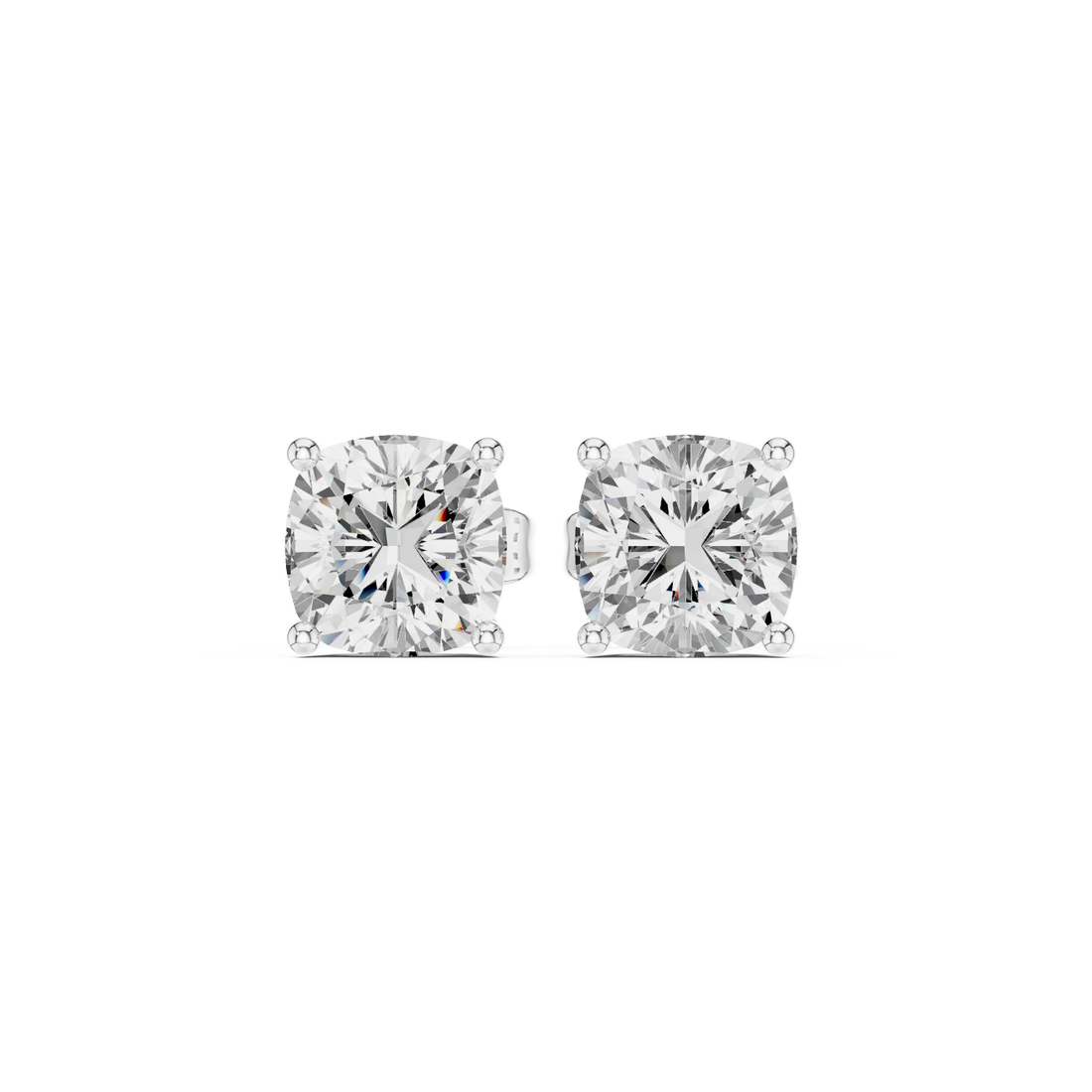 Cushion Cut Solitaire Diamond Stud Earrings