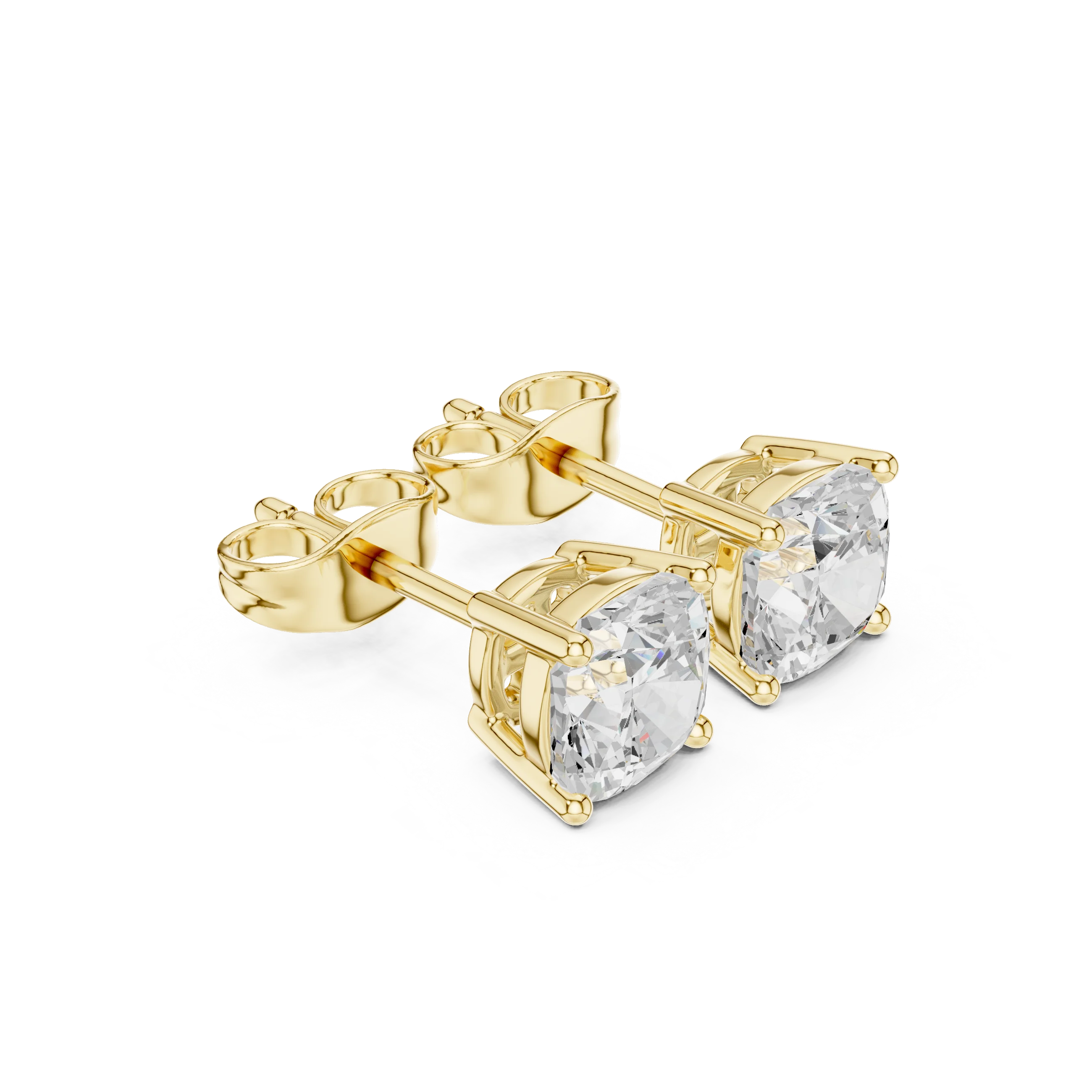 Cushion Cut Solitaire Diamond Stud Earrings