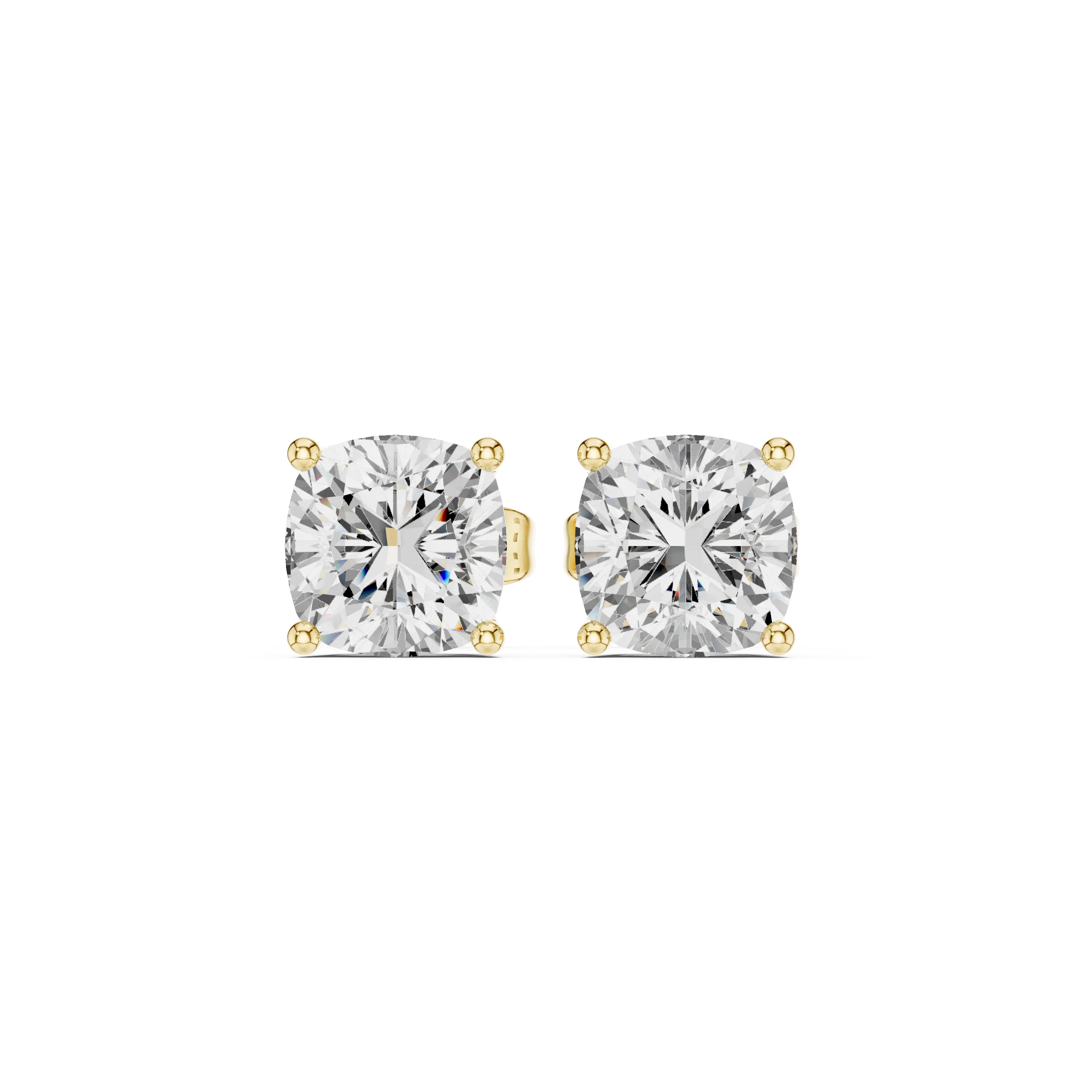 Cushion Cut Solitaire Diamond Stud Earrings