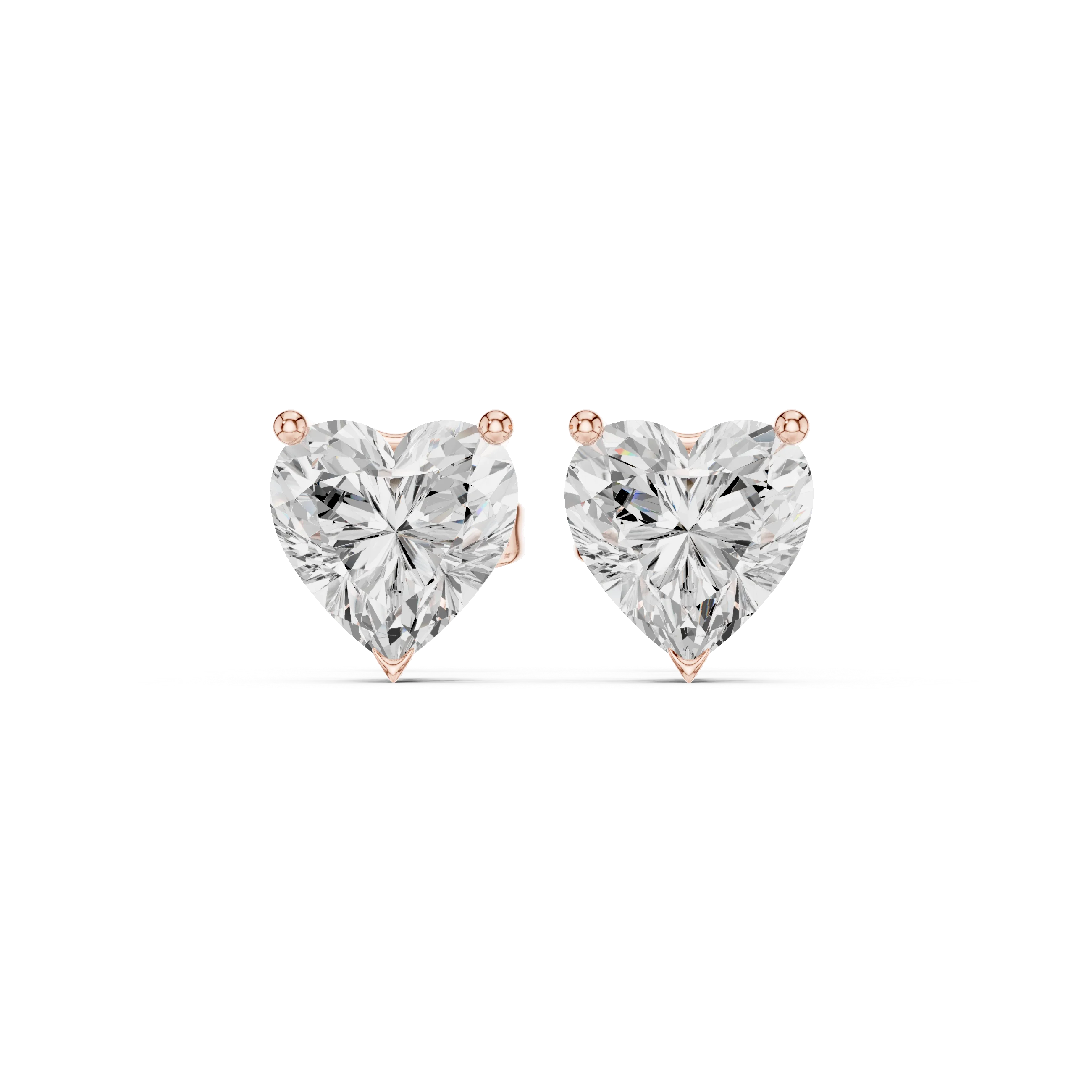 Heart Cut Solitaire Diamond Stud Earrings